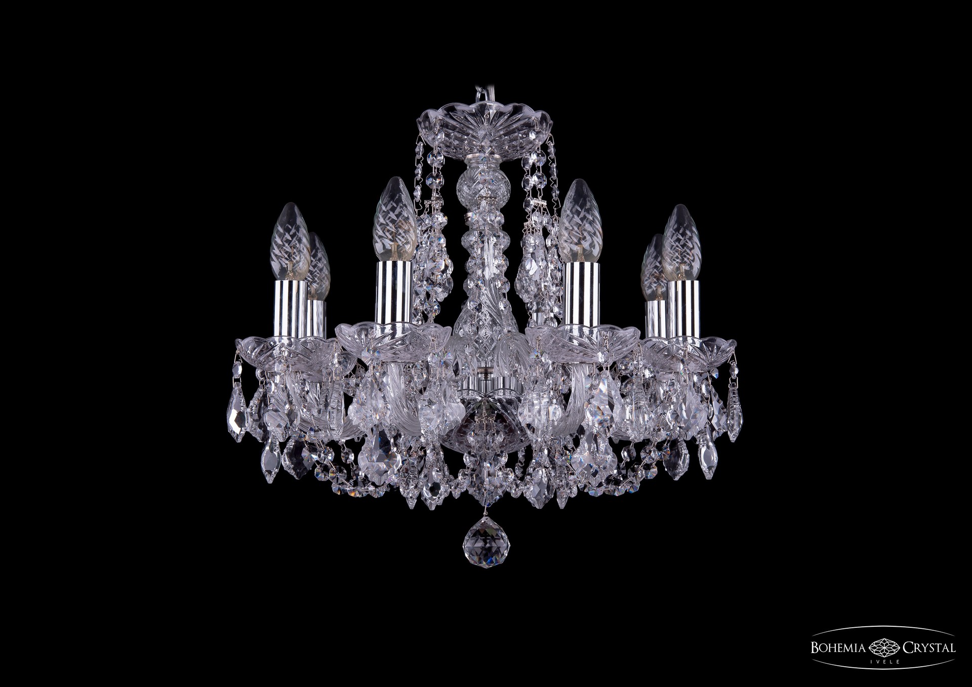 Подвесная хрустальная люстра 1406 Bohemia 1406/8/141 Ni Leafs