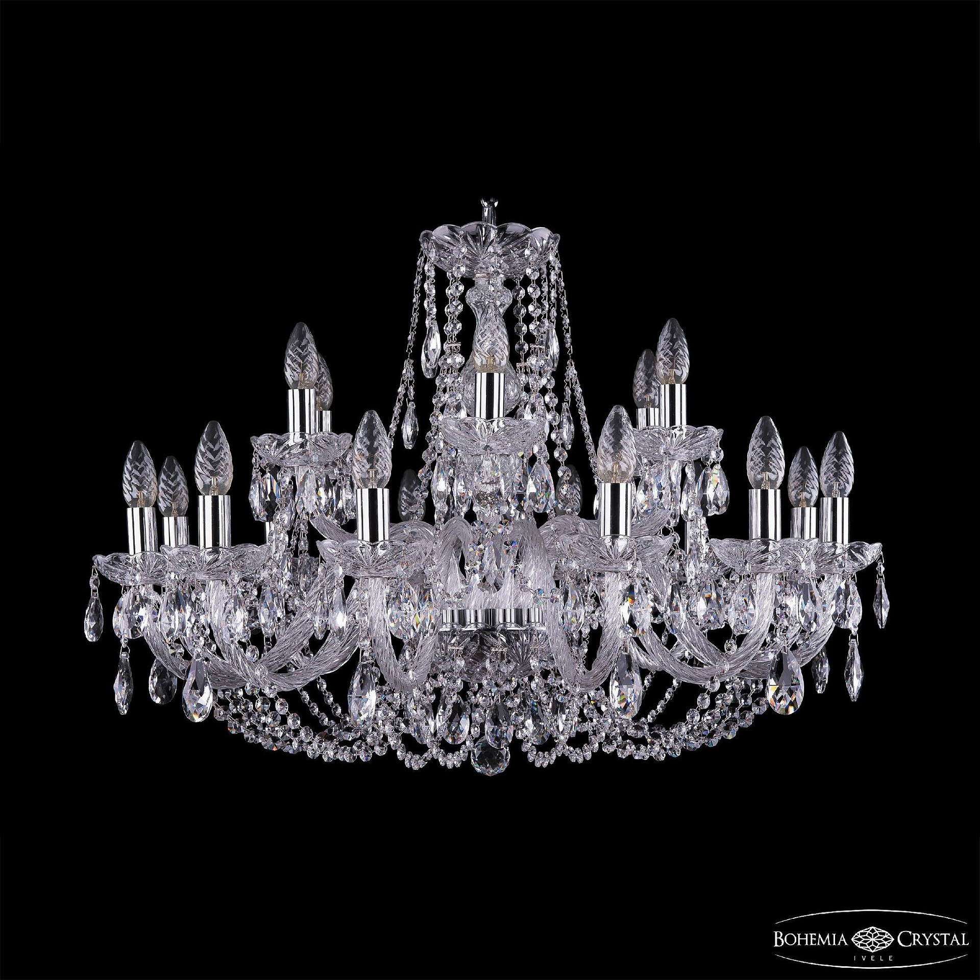 Подвесная хрустальная люстра 1406 Bohemia 1406/12+6/300 Ni