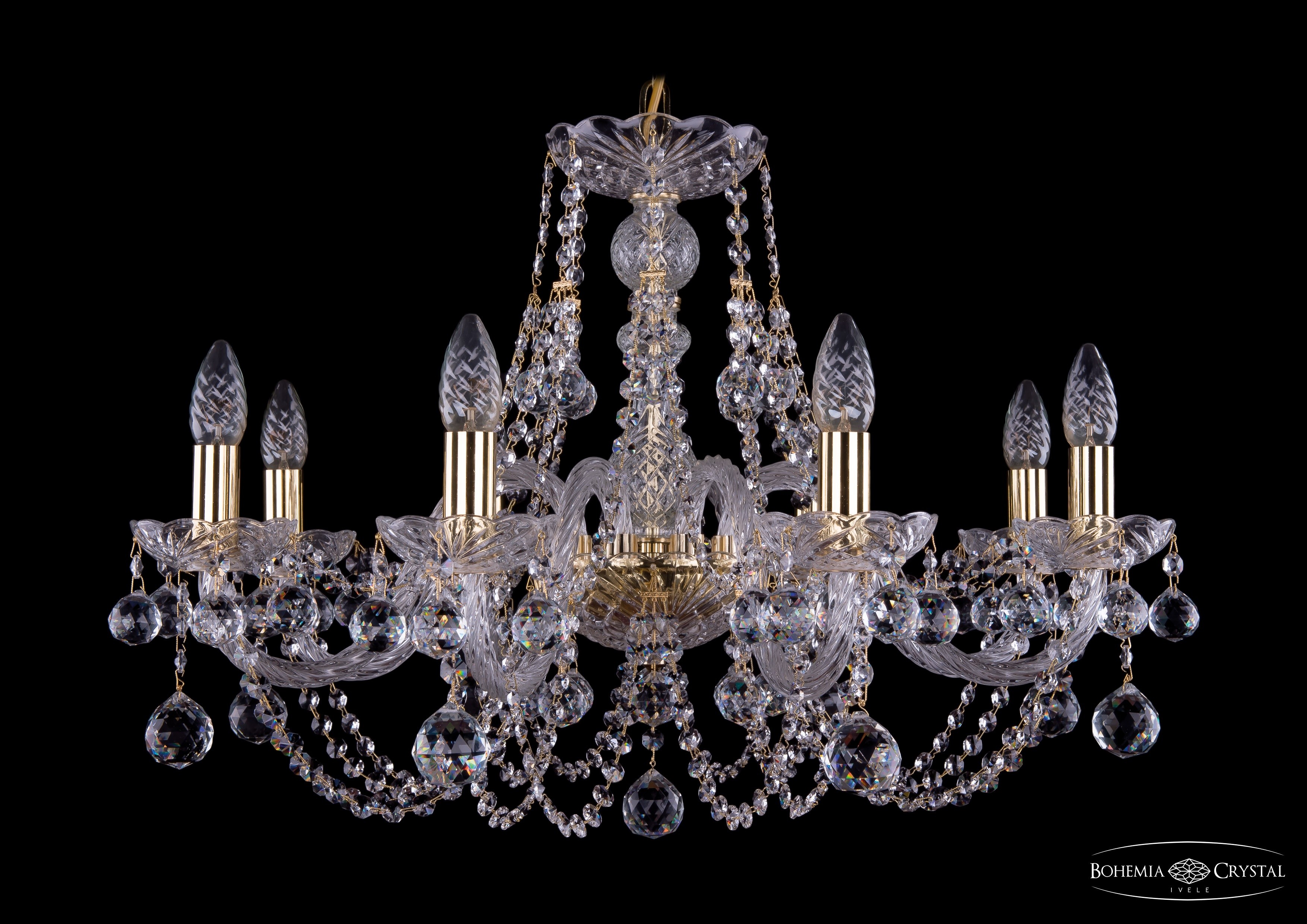 Подвесная хрустальная люстра 1406 Bohemia 1406/8/240 G Balls