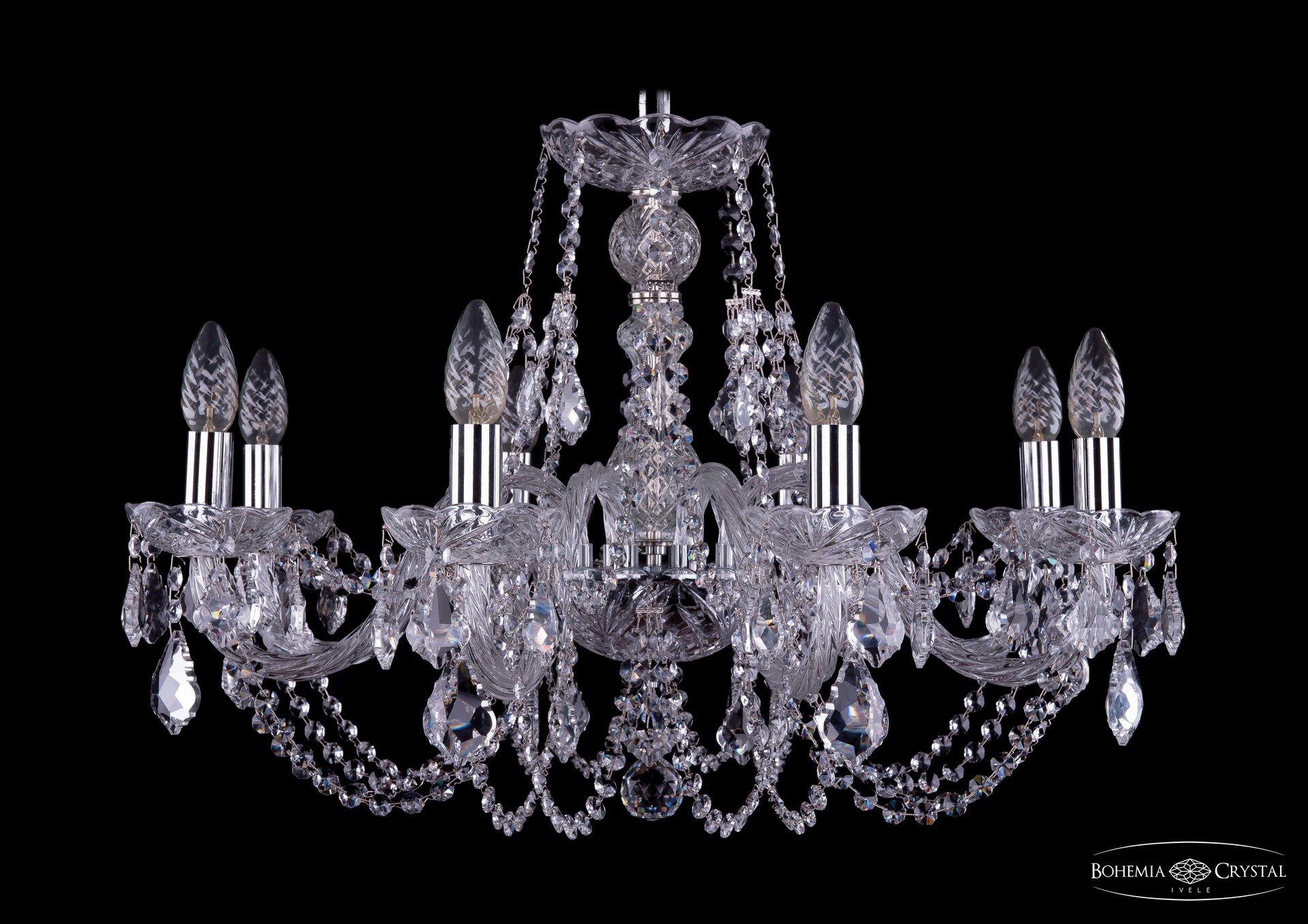 Подвесная хрустальная люстра 1406 Bohemia 1406/8/240 Ni Leafs