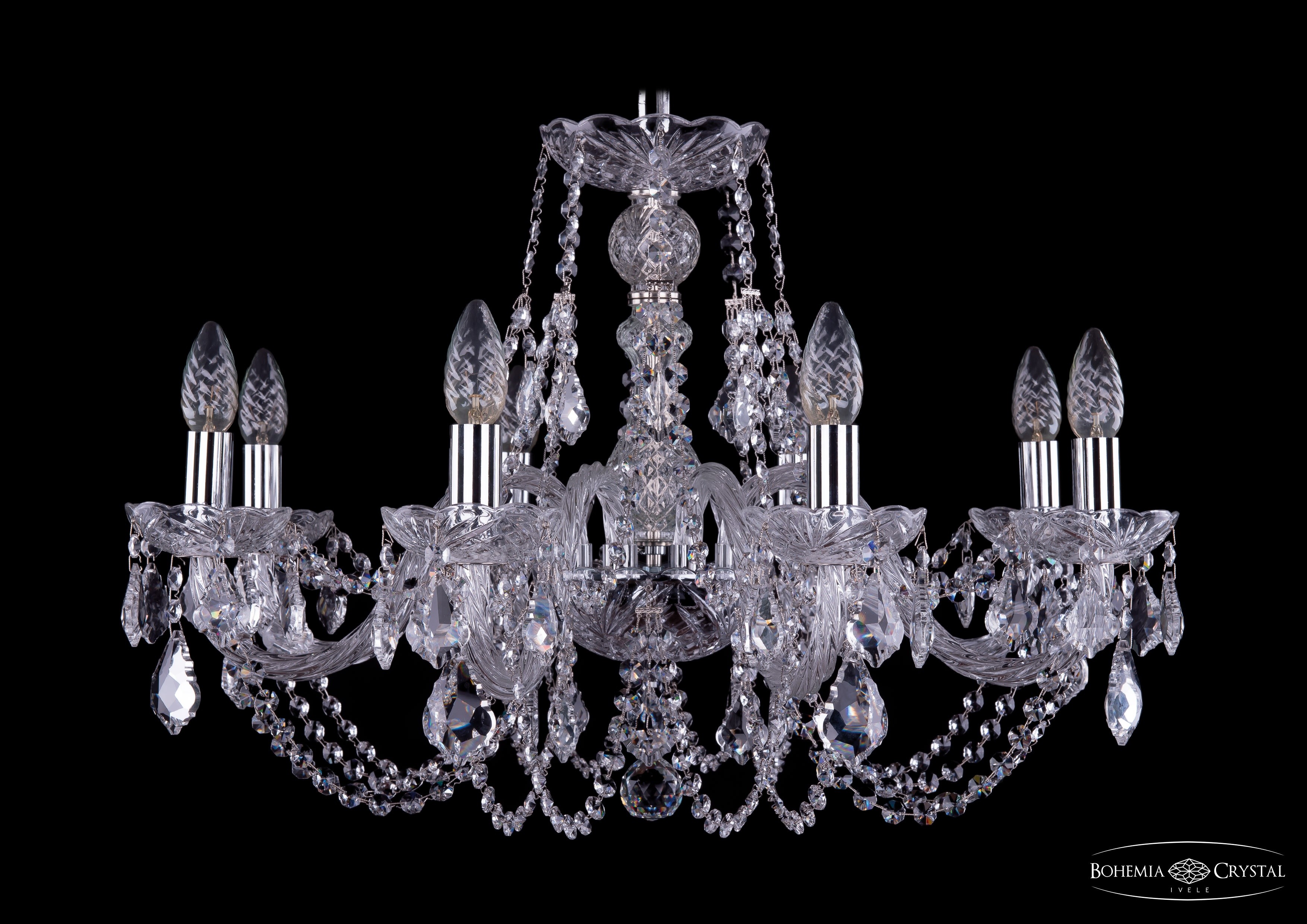 Подвесная хрустальная люстра 1406 Bohemia 1406/8/240 Ni Leafs