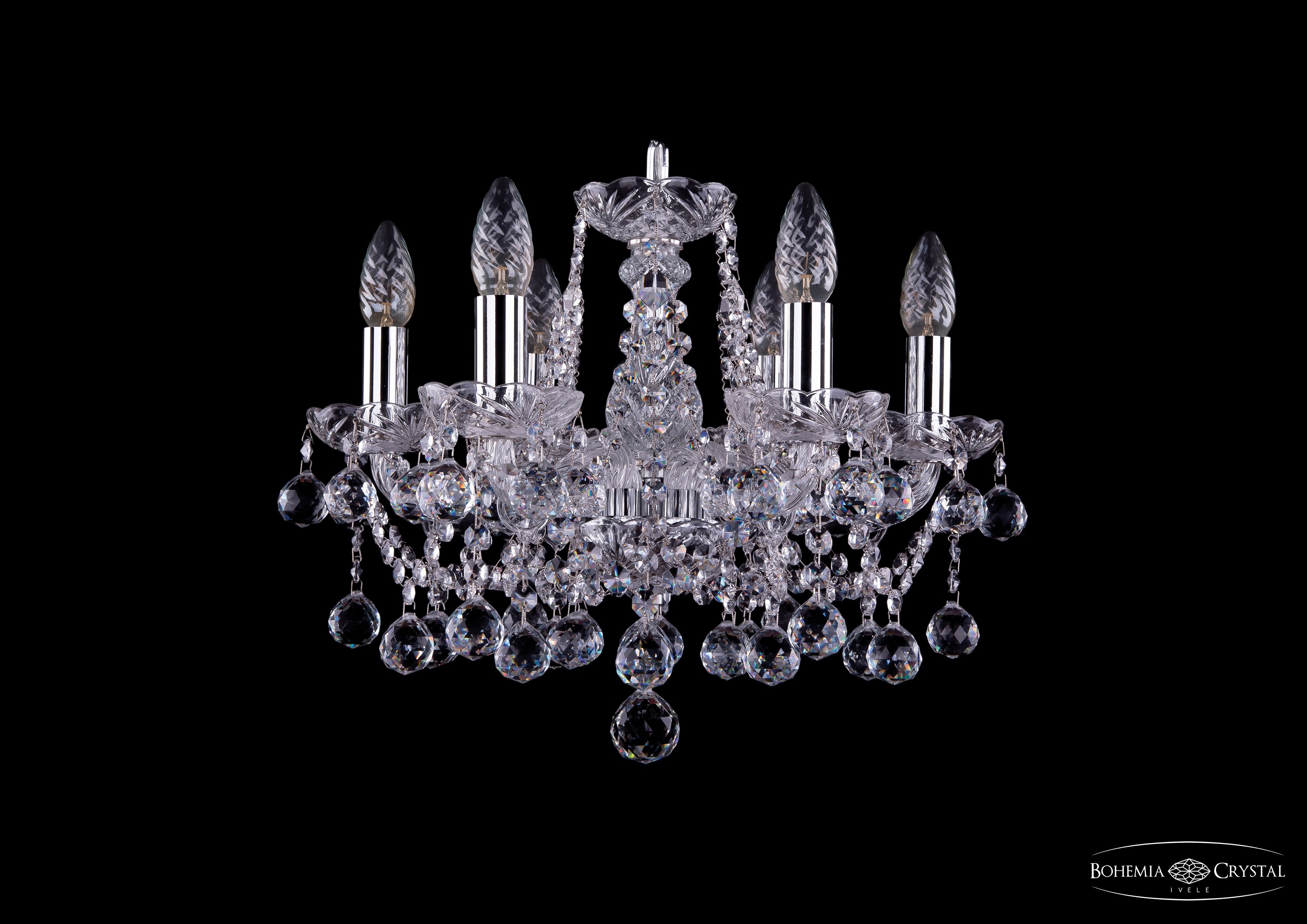 Подвесная хрустальная люстра 1413 Bohemia 1413/6/141 Ni Balls