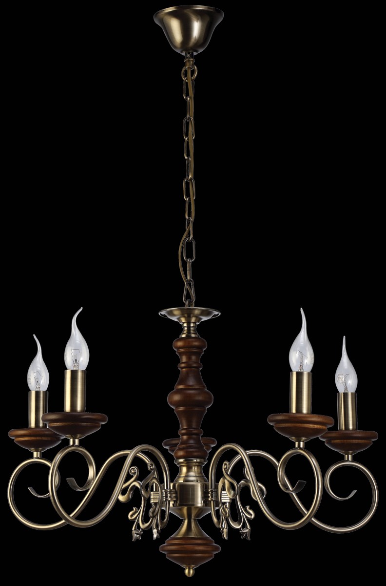 Подвесная люстра Natali Kovaltseva LUXURY WOOD LUXURY WOOD 11357/5C ANTIQUE,WALNUT