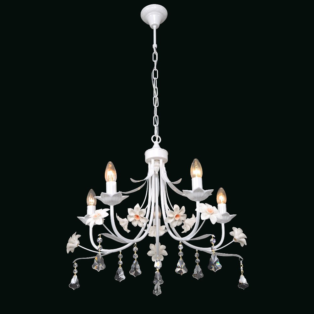 Люстра подвесная с цветочками 3858 2-3858-5-WH E14 Максисвет