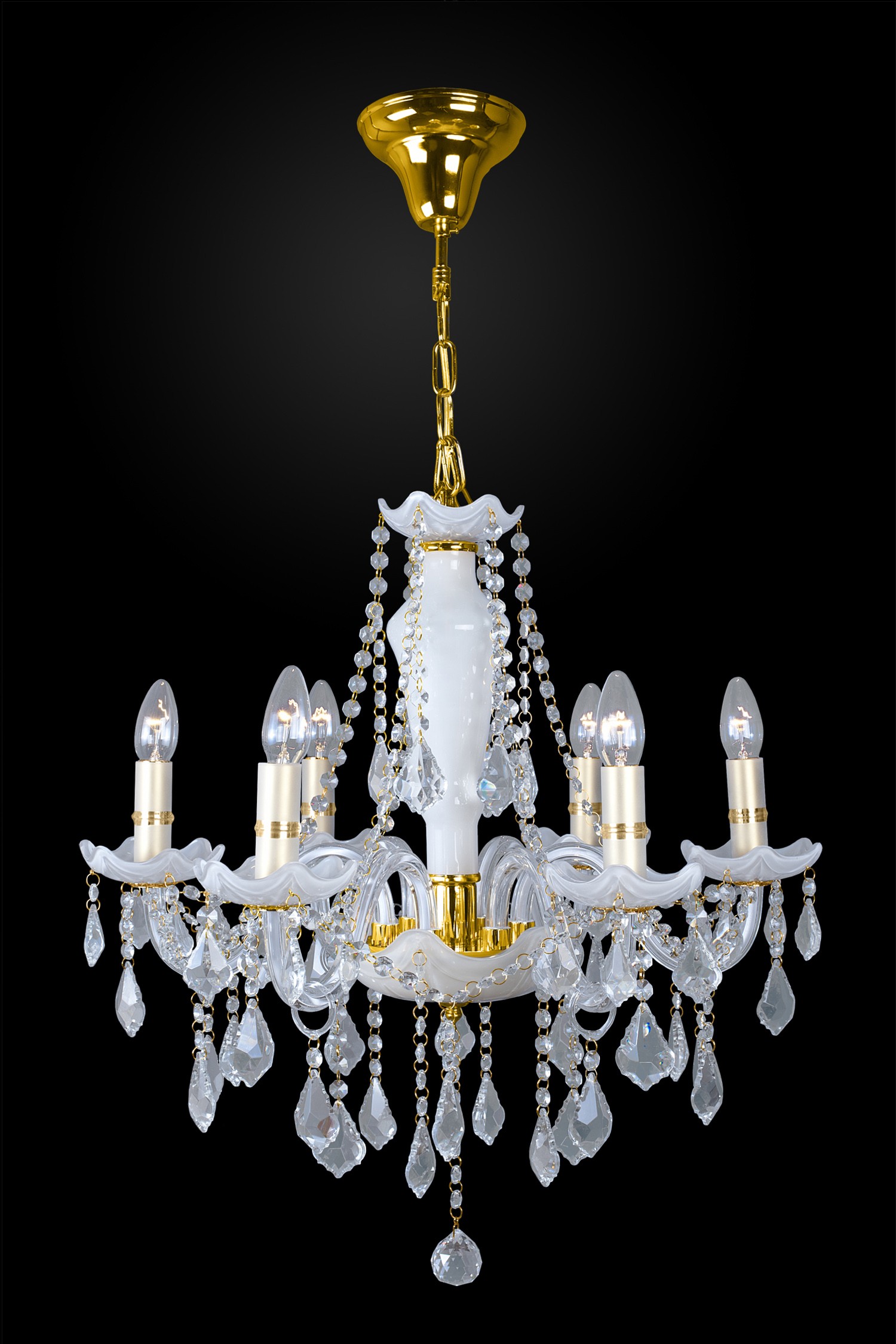 Подвесная хрустальная люстра 7103 Максисвет 2-7103-6-WH+FG E14