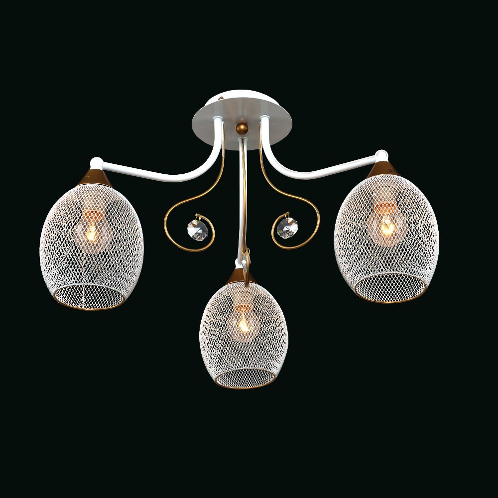 Потолочная люстра Максисвет 8570 1-8570-3-WH+GL Е14