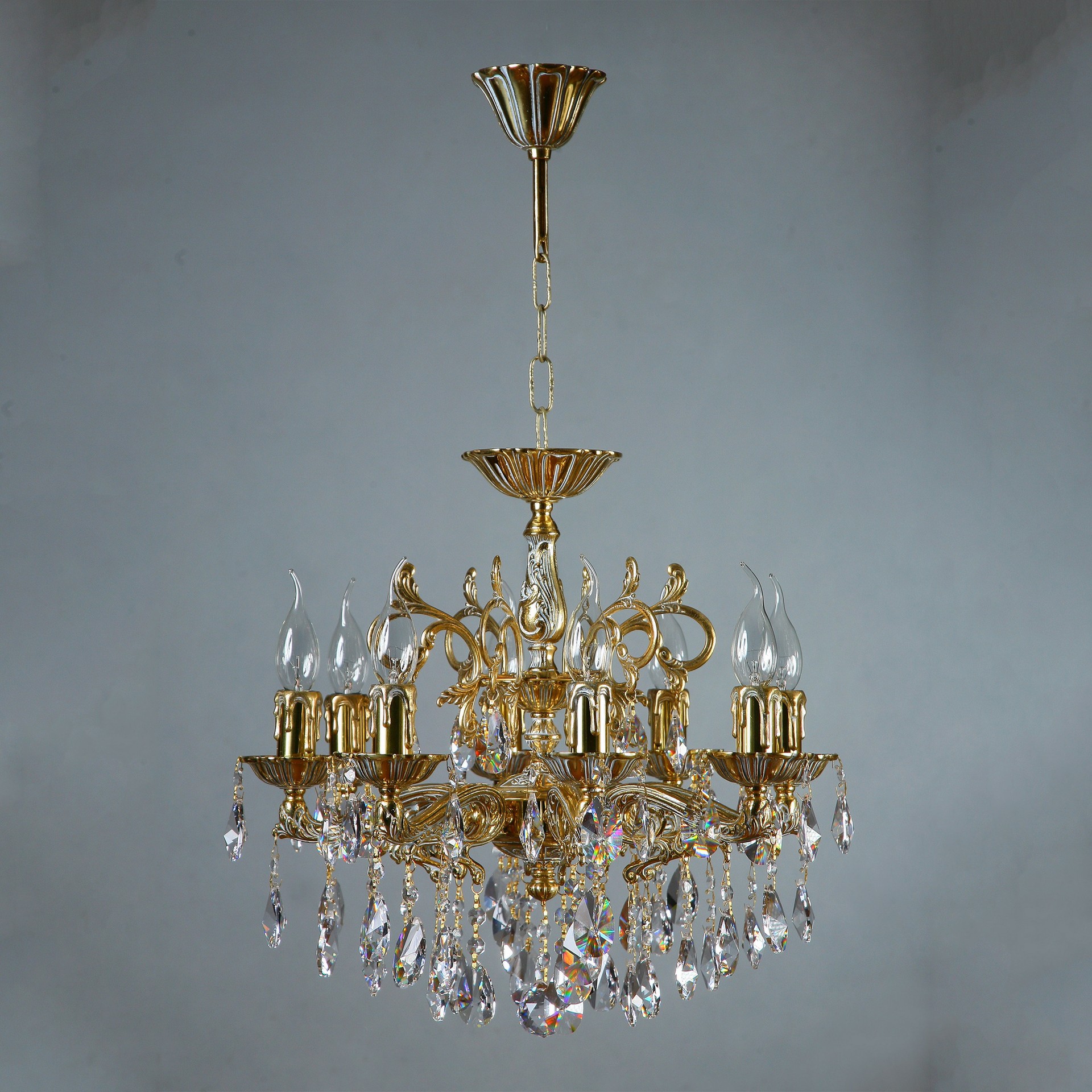 Подвесная хрустальная люстра Leon Ambiente 2128/8 WP Tear drop