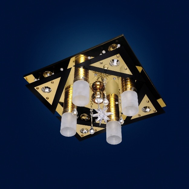 Потолочная люстра с пультом 0141 Максисвет 1-0141-5-FG+BK-LED Y Е27+G5.3