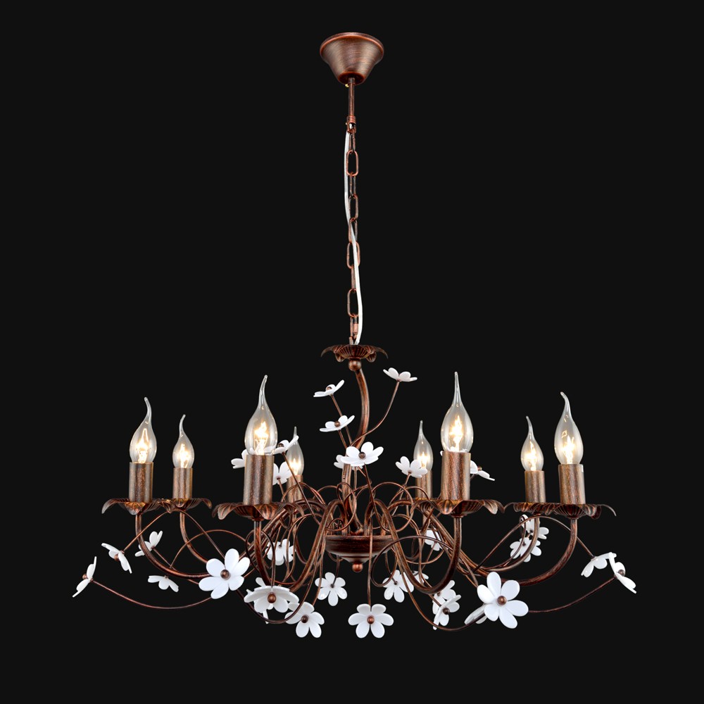 Люстра подвесная с цветочками 4315 2-4315-8-BR+RC E14 Максисвет