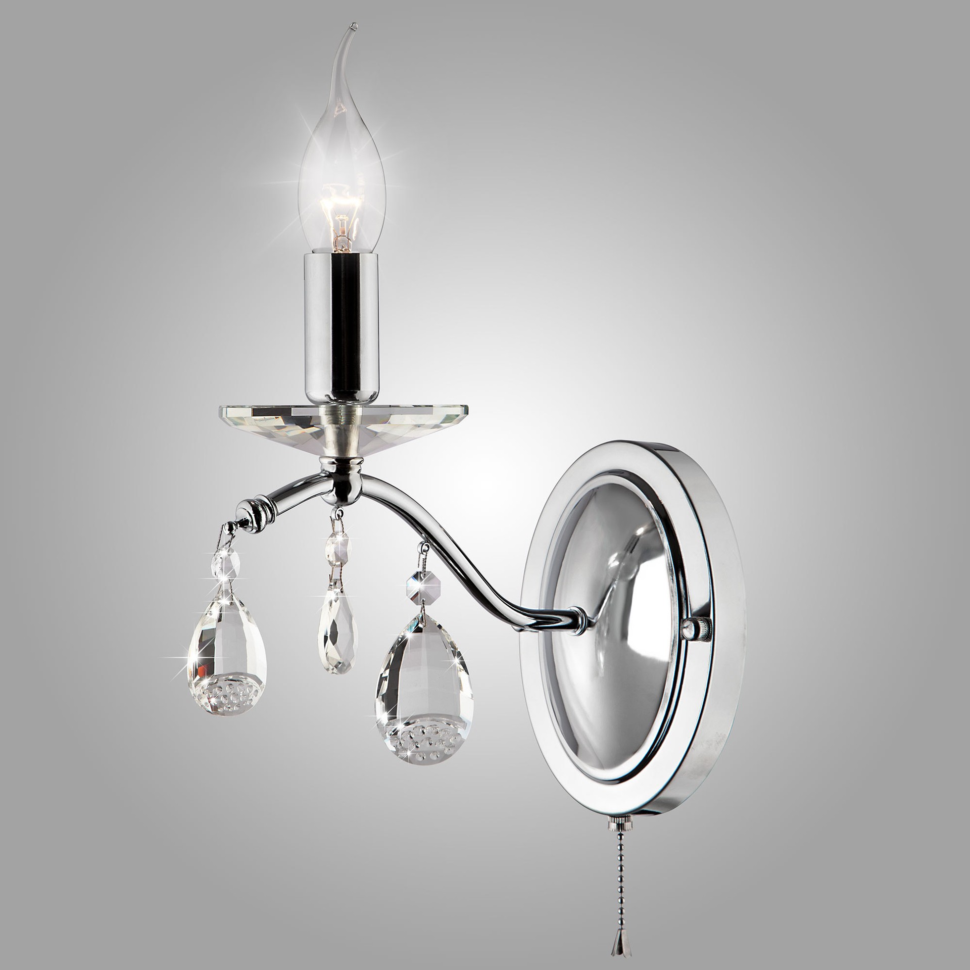 Настенное бра Eurosvet Симфония 10059/1 хром/прозрачный хрусталь Strotskis