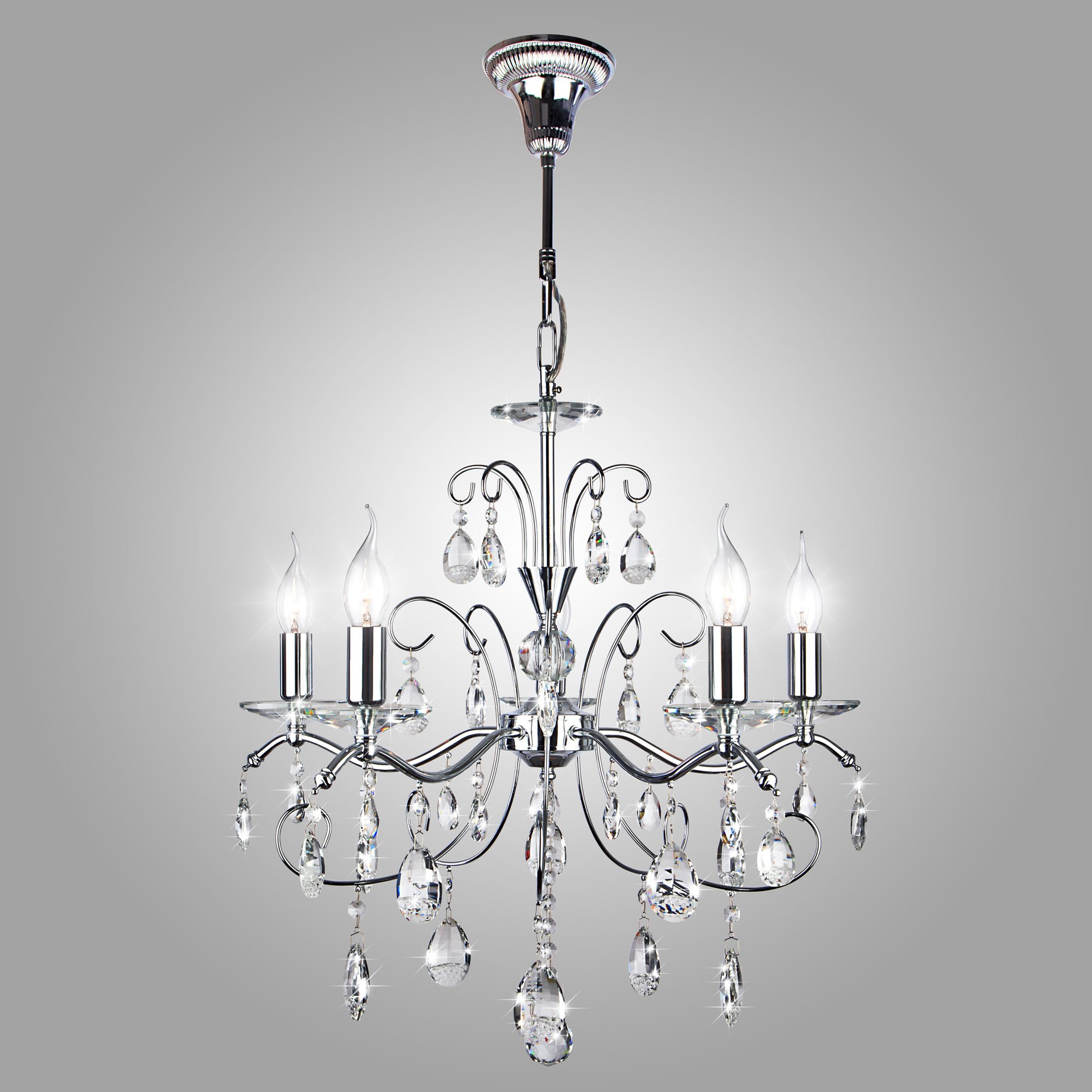 Подвесная люстра Eurosvet Симфония 10059/5 хром/прозрачный хрусталь Strotskis