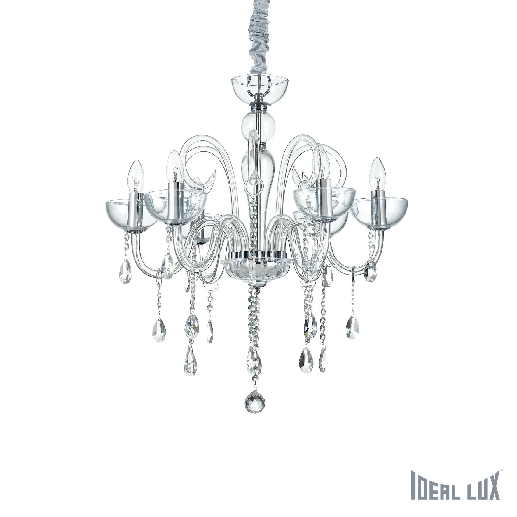 Подвесная хрустальная люстра Canaletto Ideal Lux CANALETTO SP6 TRASPARENTE