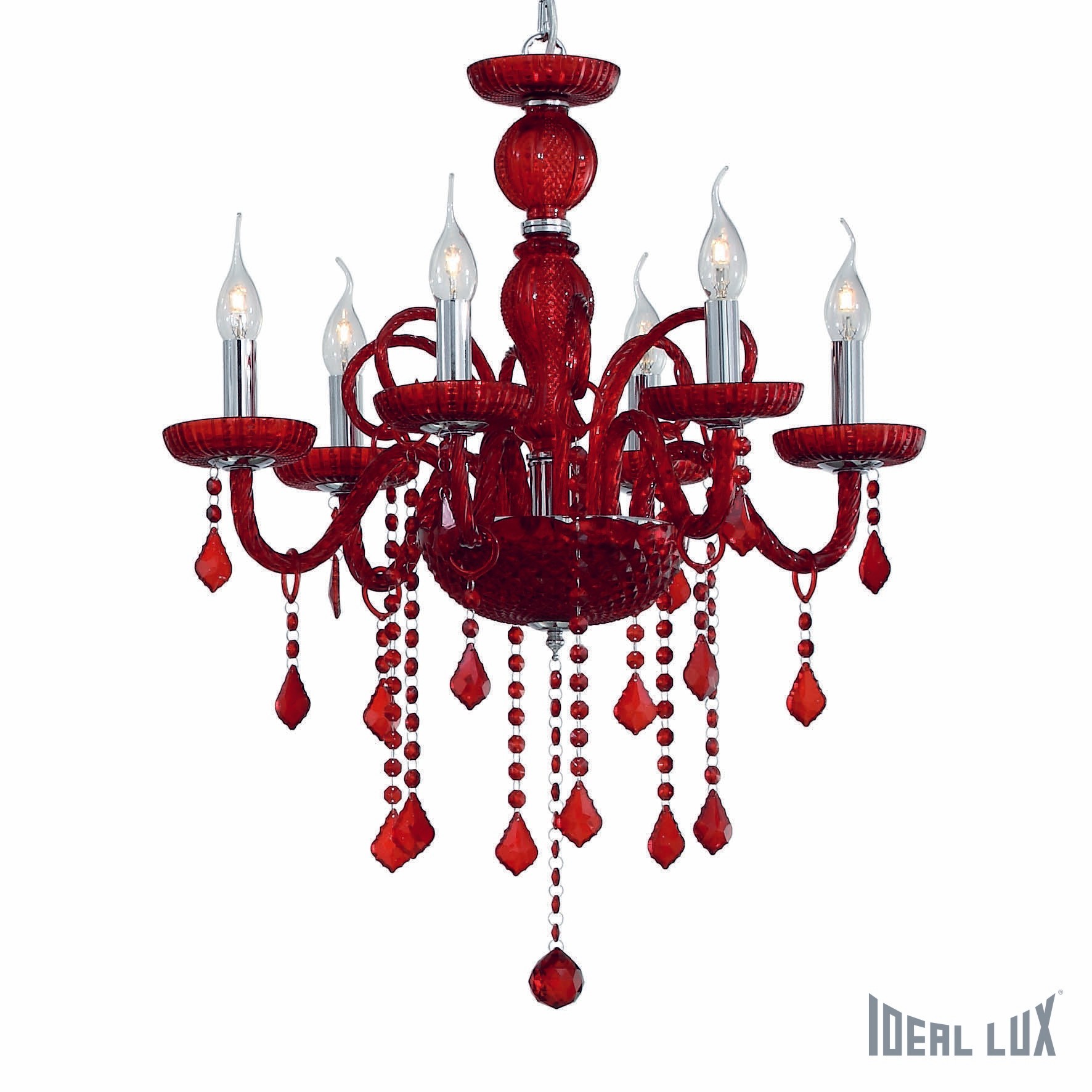 Подвесная хрустальная люстра Giudecca Ideal Lux GIUDECCA SP6 ROSSO