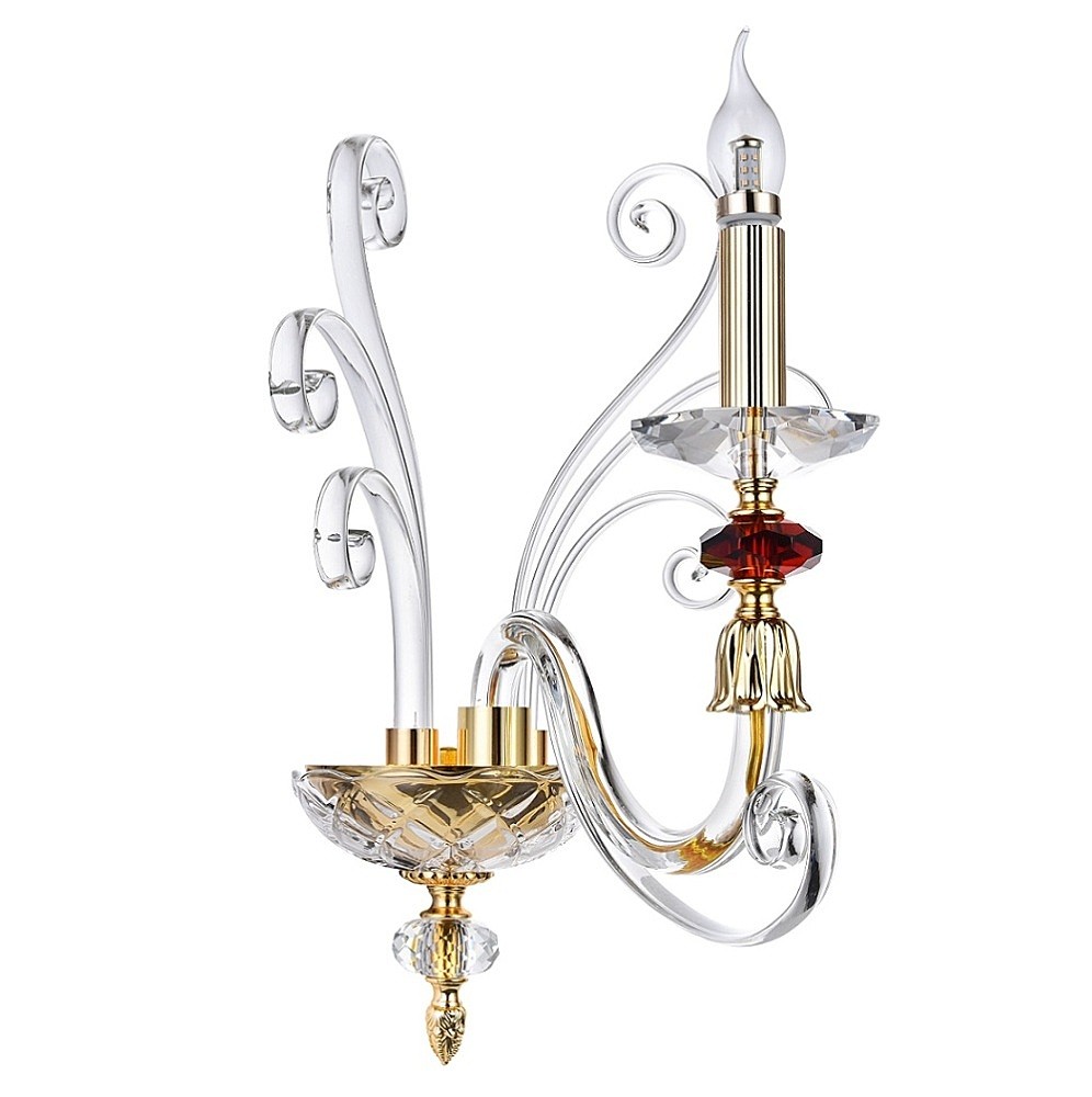 Настенное бра Crystal Lux CATARINA AP1 GOLD/TRANSPARENT-COGNAC