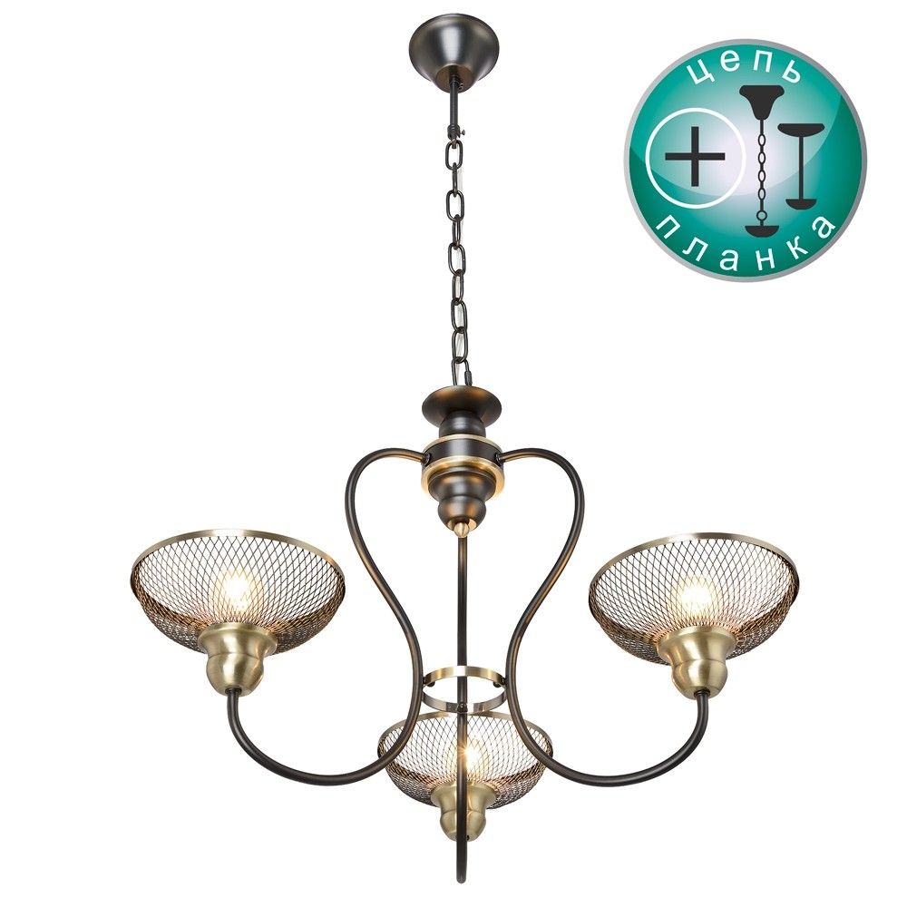 Подвесная люстра RiForma Wicker 4060 2-4060-3-BK+AB E27