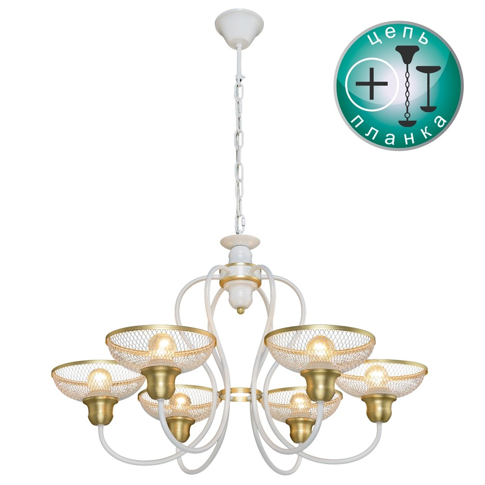 Подвесная люстра RiForma Wicker 4060 2-4060-6-WH+GL E27