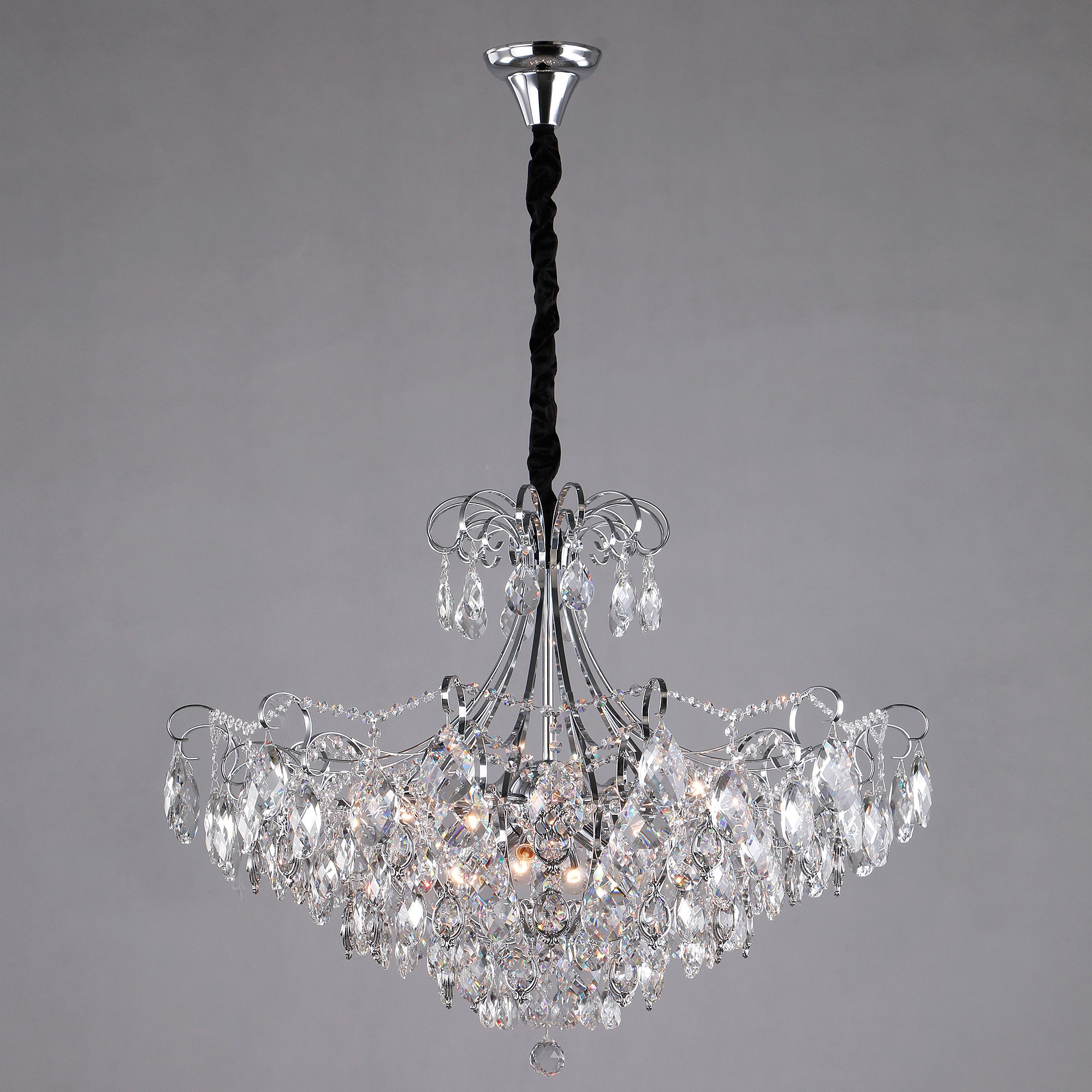 Подвесная хрустальная люстра Crystal Eurosvet 10080/12 хром/прозрачный хрусталь Strotskis