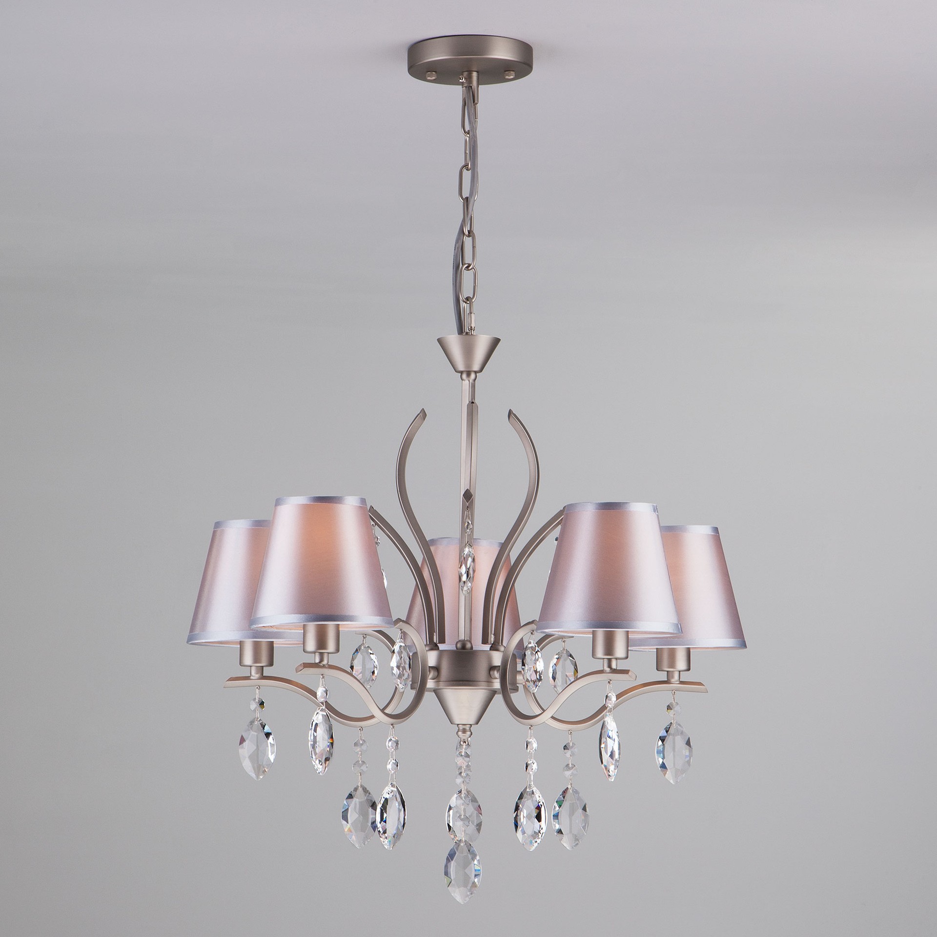 Подвесная люстра Eurosvet Aurelia 10089/5 сатин-никель/прозрачный хрусталь Strotskis