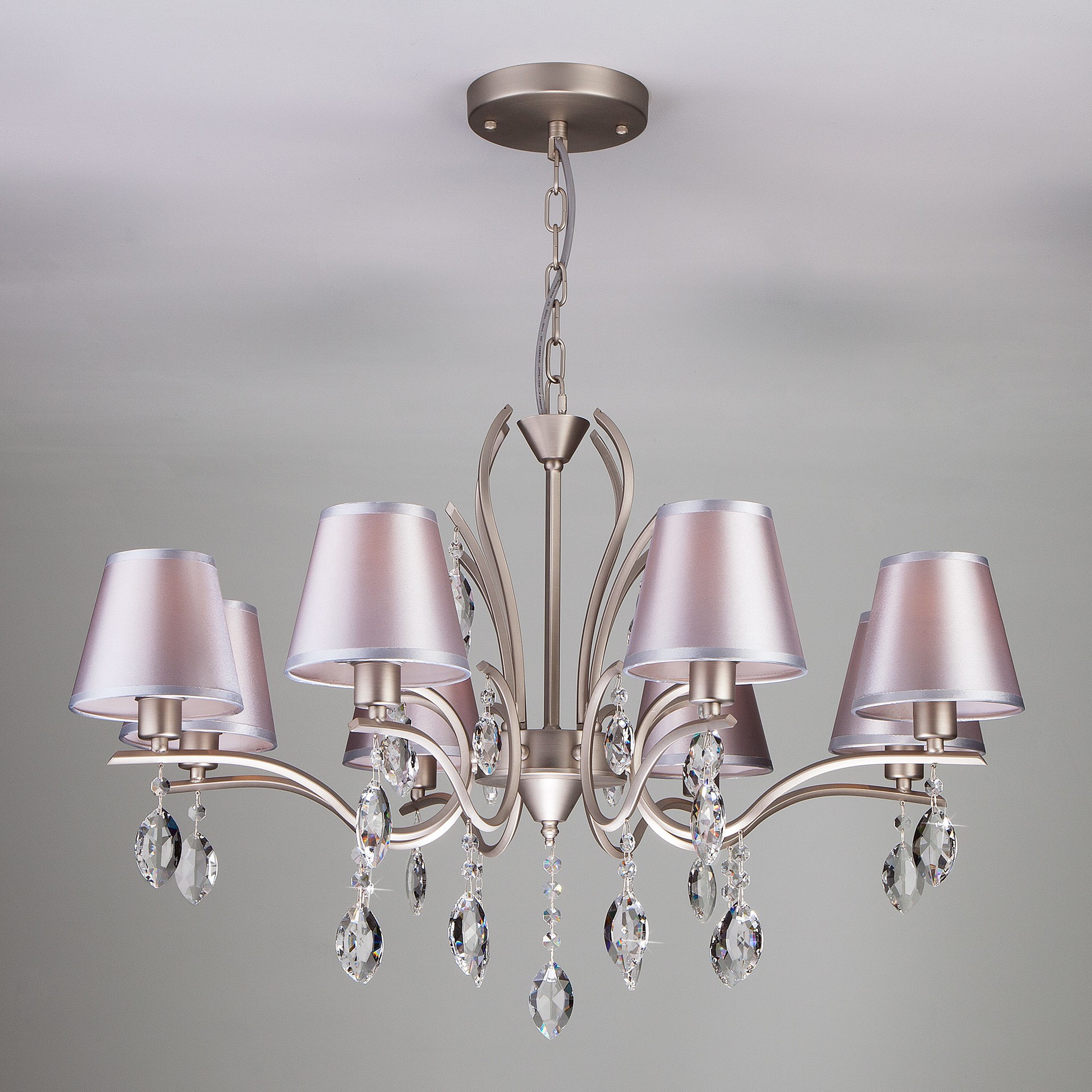 Подвесная люстра Eurosvet Aurelia 10089/8 сатин-никель/прозрачный хрусталь Strotskis