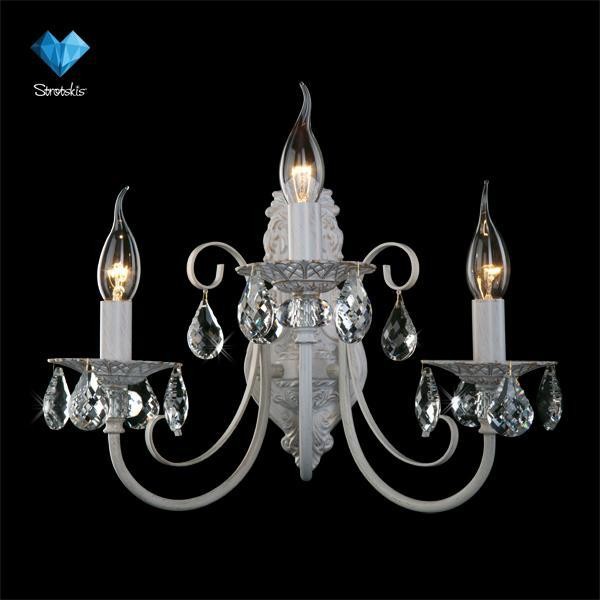 Настенное бра Eurosvet 3305 3305/3 белый с золотом/прозрачный хрусталь Strotskis