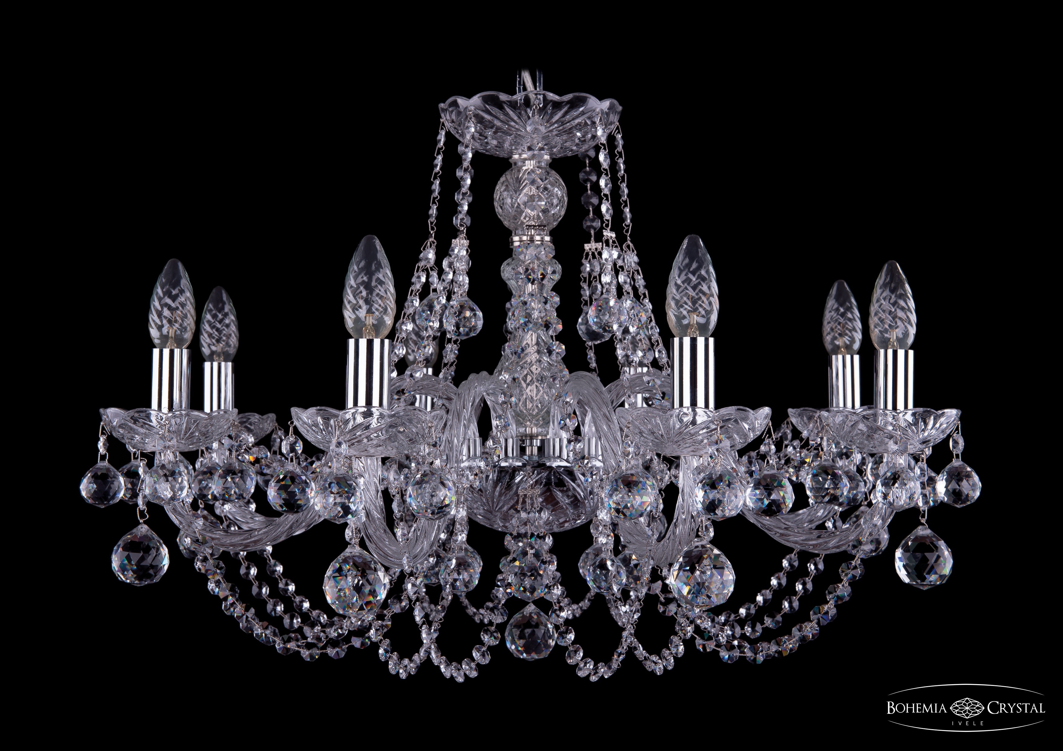 Подвесная хрустальная люстра 1406 Bohemia 1406/8/240 Ni Balls