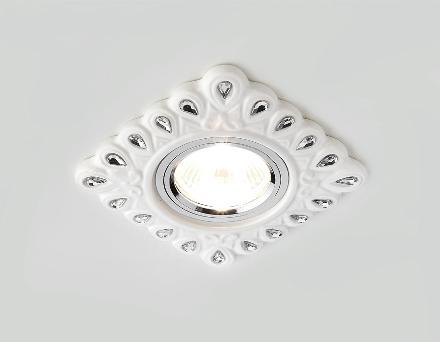 Встраиваемый светильник Ambrella D5550 W/CL белый прозрачный керамика