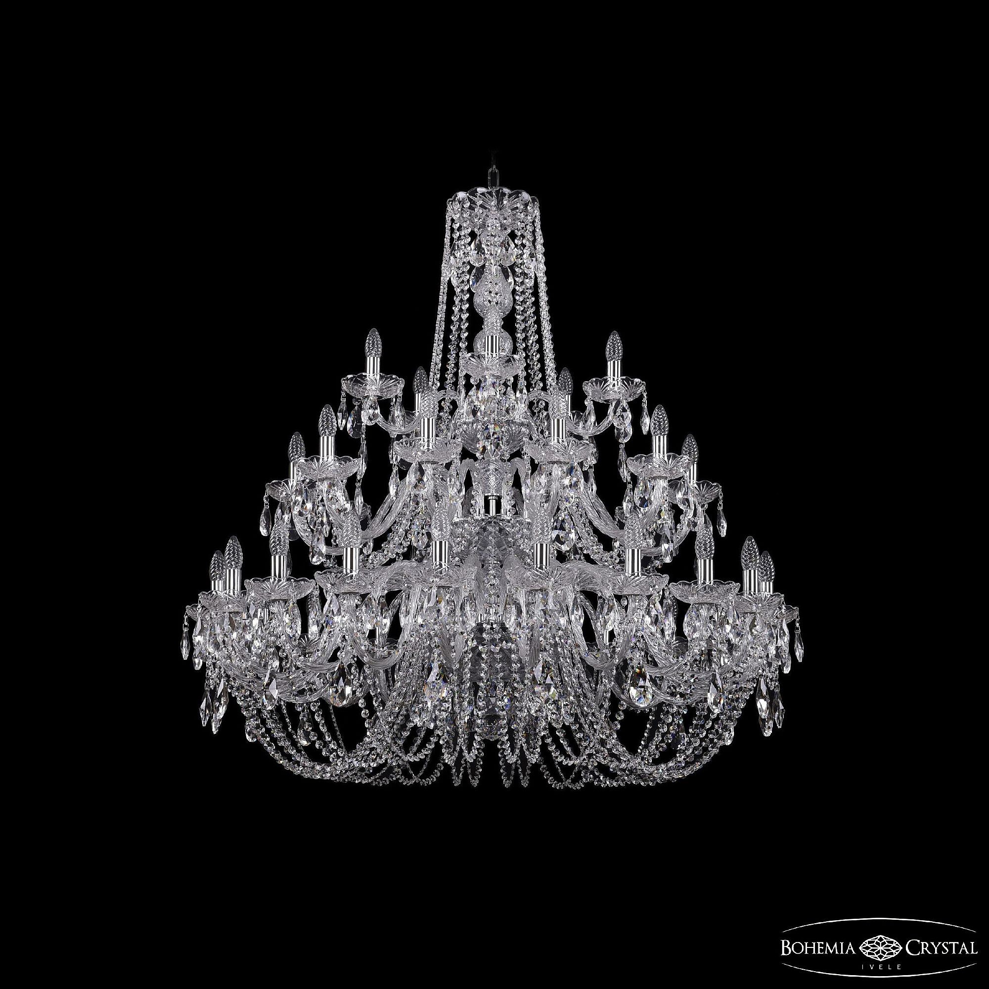 Подвесная хрустальная люстра 1402 Bohemia 1402/20+10+5/400/3d Ni