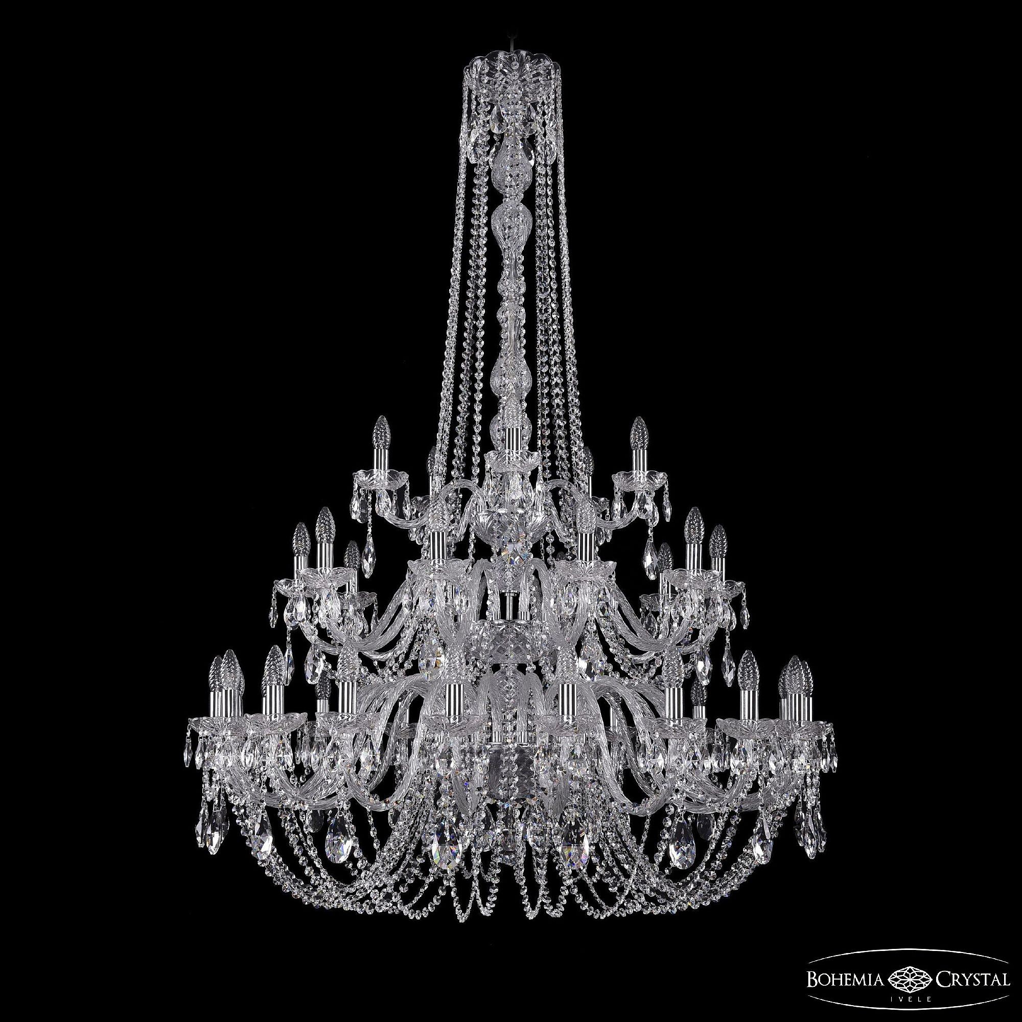 Подвесная хрустальная люстра 1402 Bohemia 1402/20+10+5/400/h-158/3d Ni