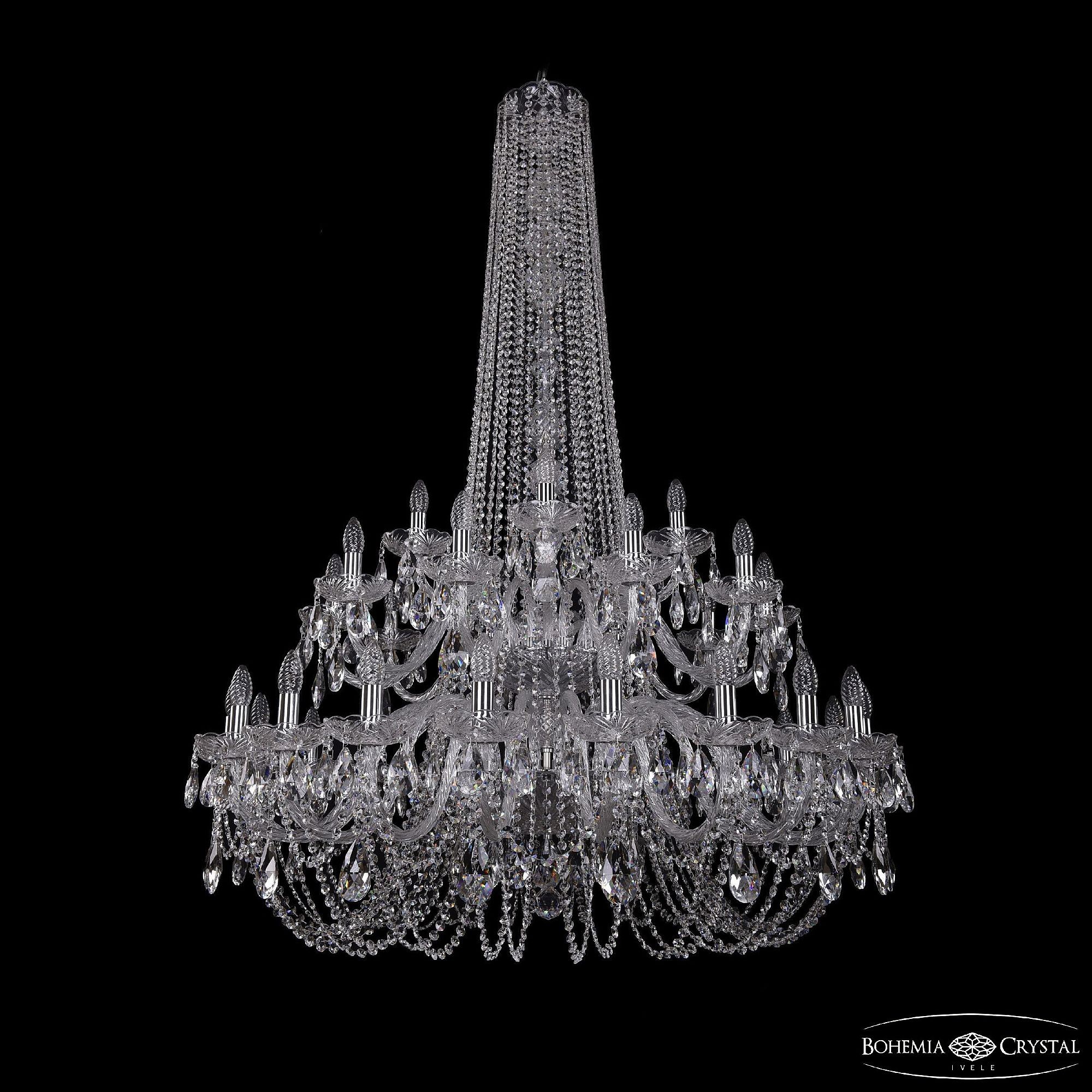 Подвесная хрустальная люстра 1402 Bohemia 1402/20+10+5/400/h-160/2d Ni