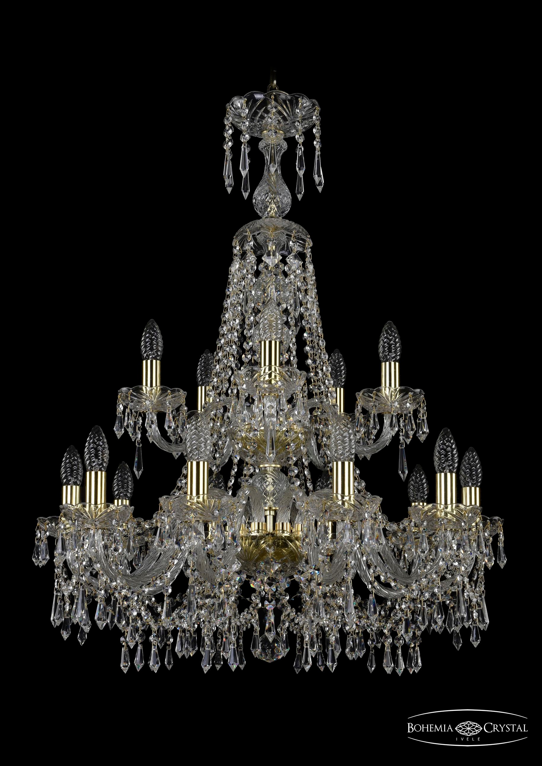 Подвесная хрустальная люстра 1403 Bohemia 1403/10+5/240/XL-92/2d G