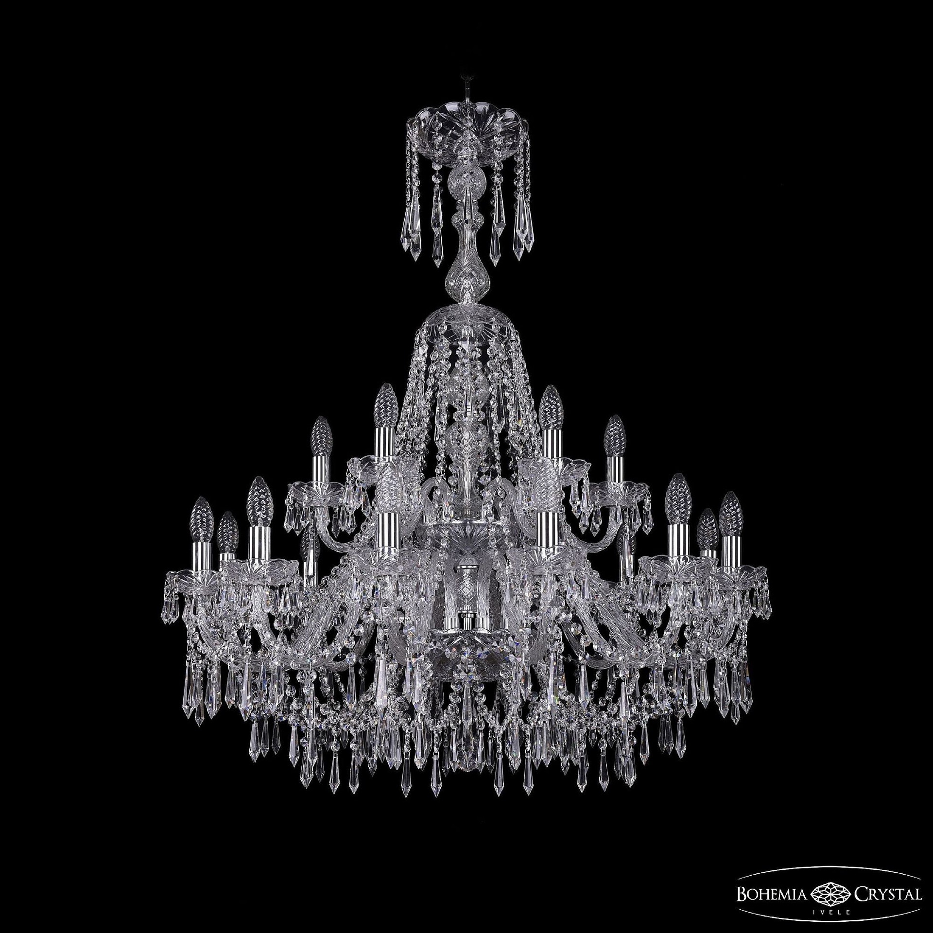 Подвесная хрустальная люстра 1403 Bohemia 1403/12+6/300/XL-100/2d Ni