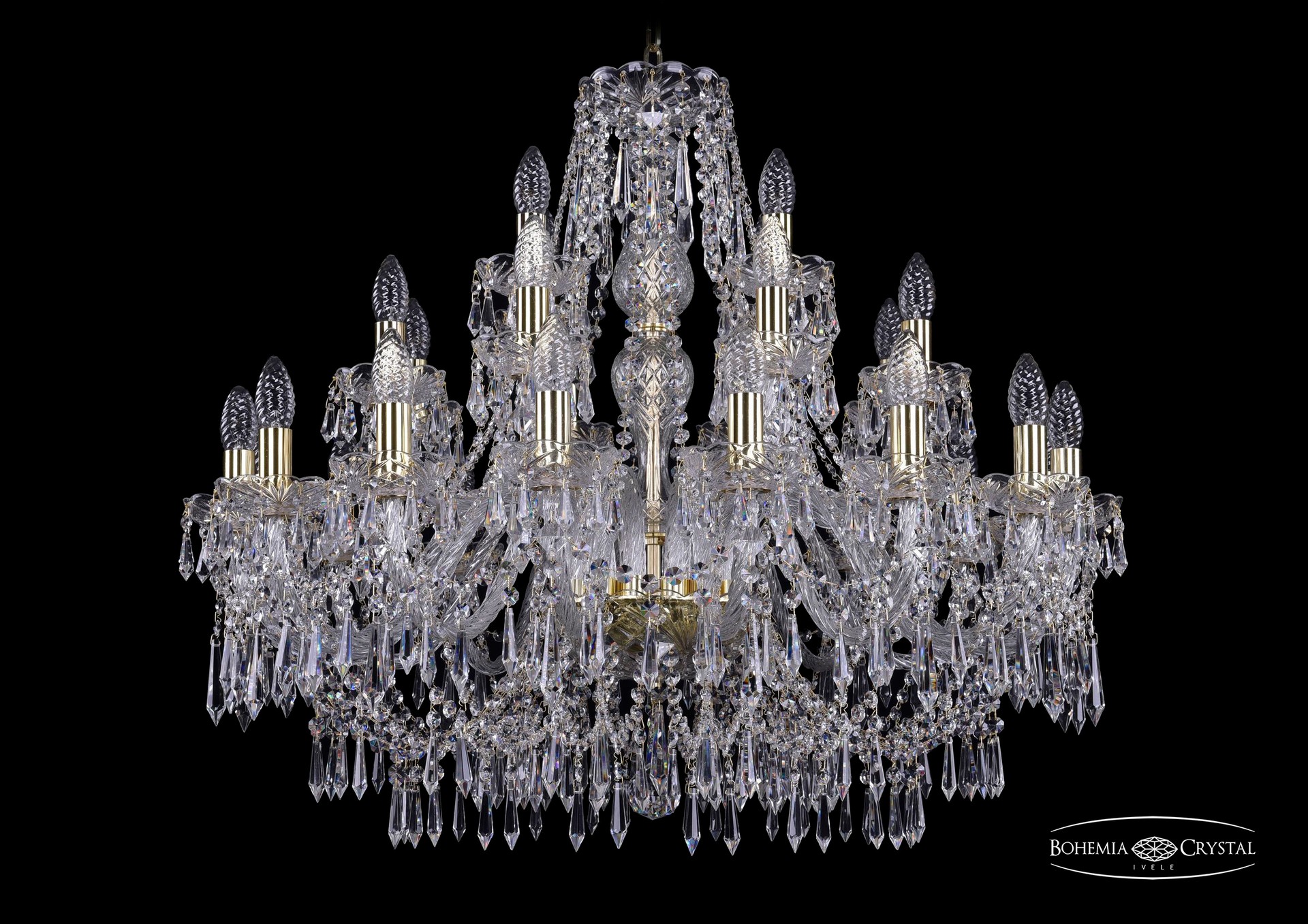 Подвесная хрустальная люстра 1403 Bohemia 1403/16+8+4/300 G