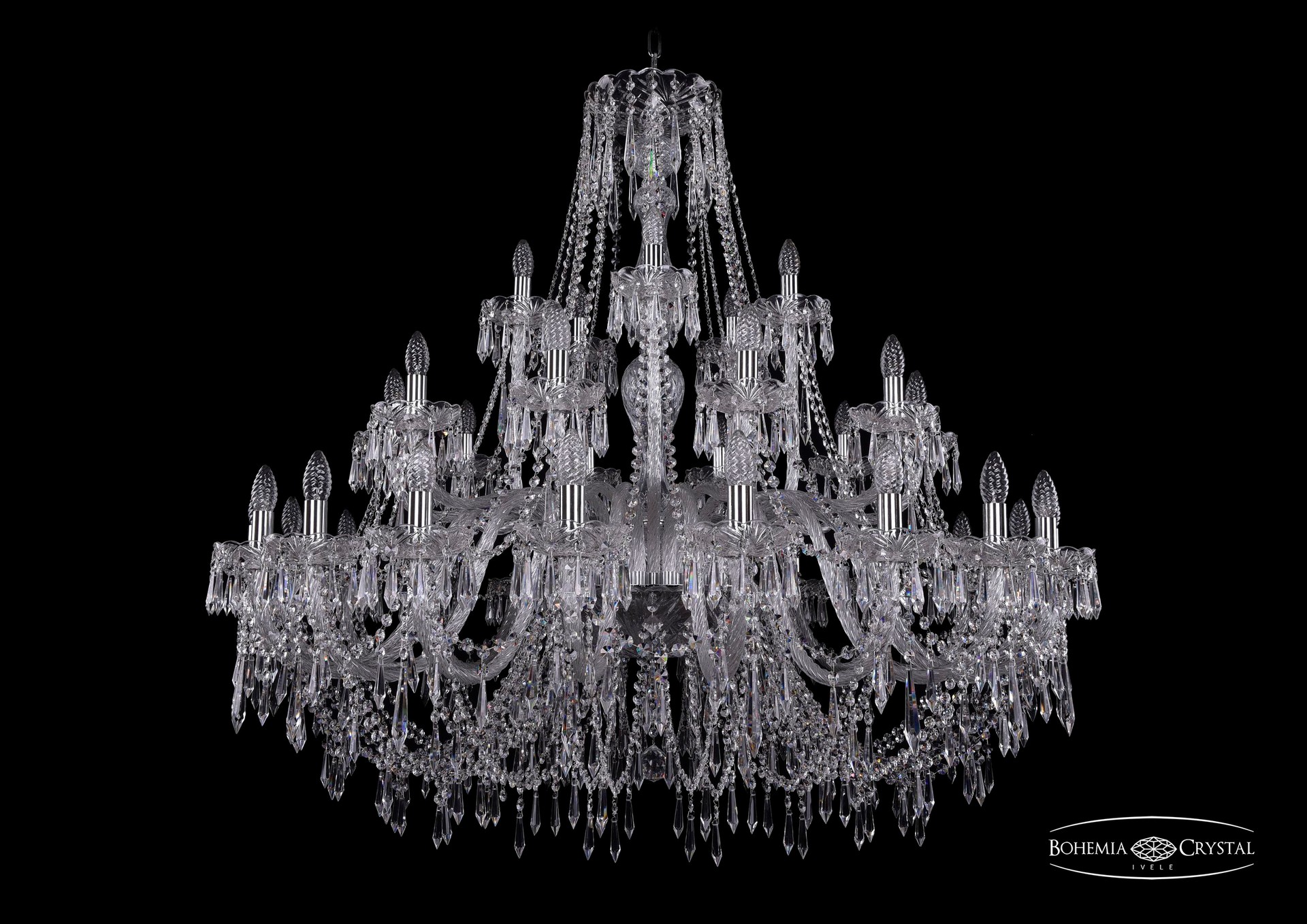 Подвесная хрустальная люстра 1403 Bohemia 1403/20+10+5/460 Ni
