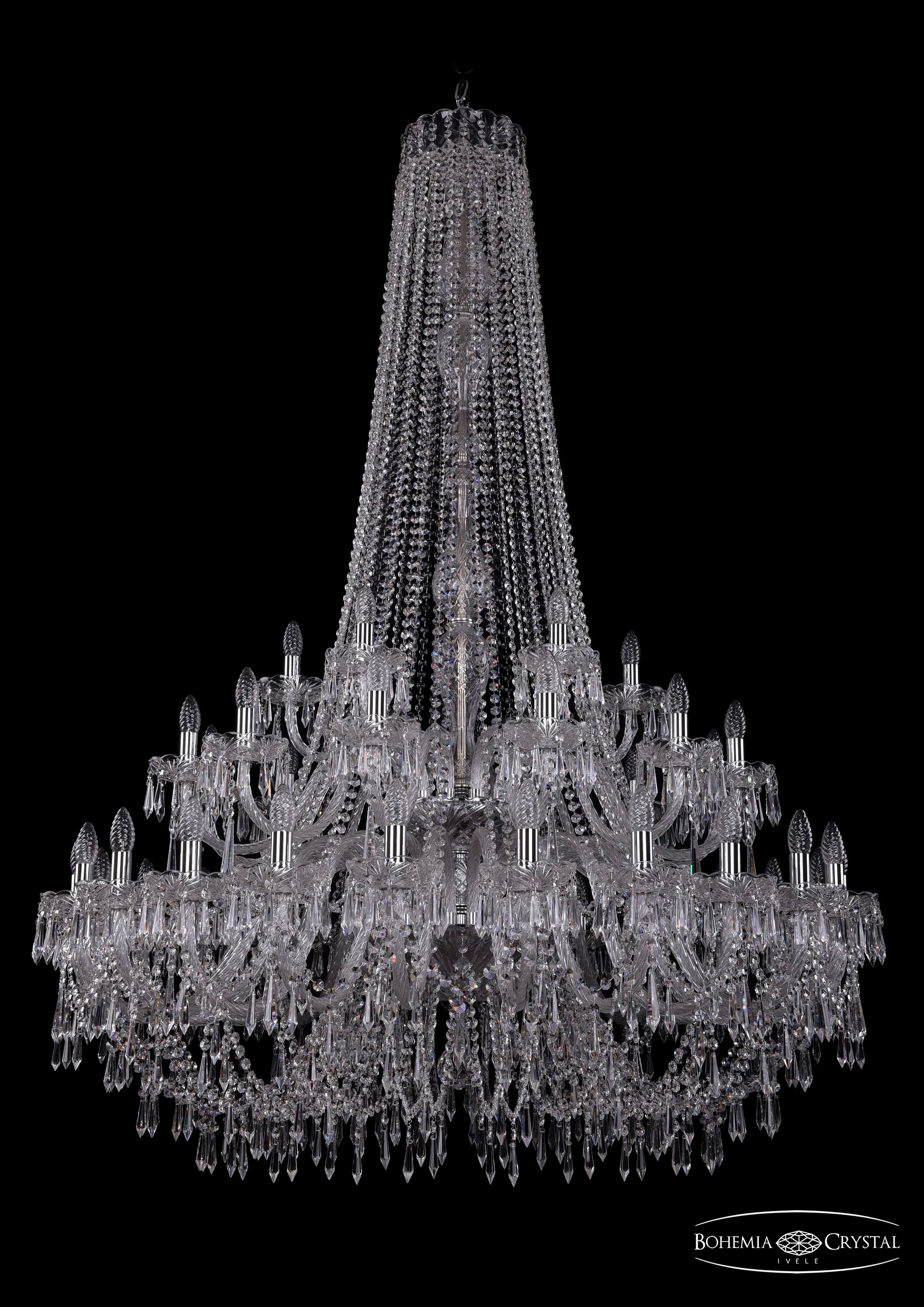 Подвесная хрустальная люстра 1403 Bohemia 1403/24+12+6/460/h-177/2d Ni