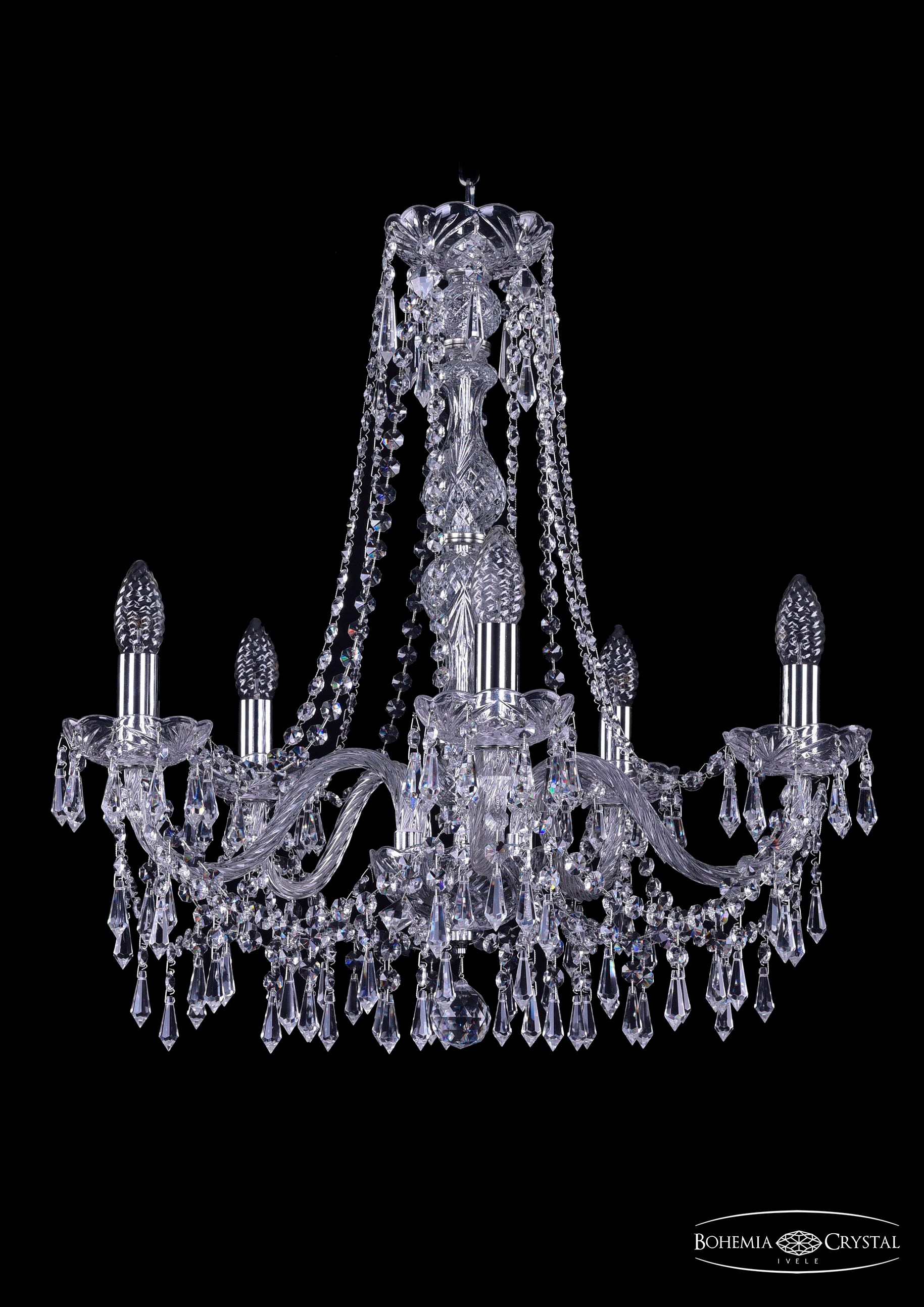Подвесная хрустальная люстра 1403 Bohemia 1403/5/195/h-60 Ni