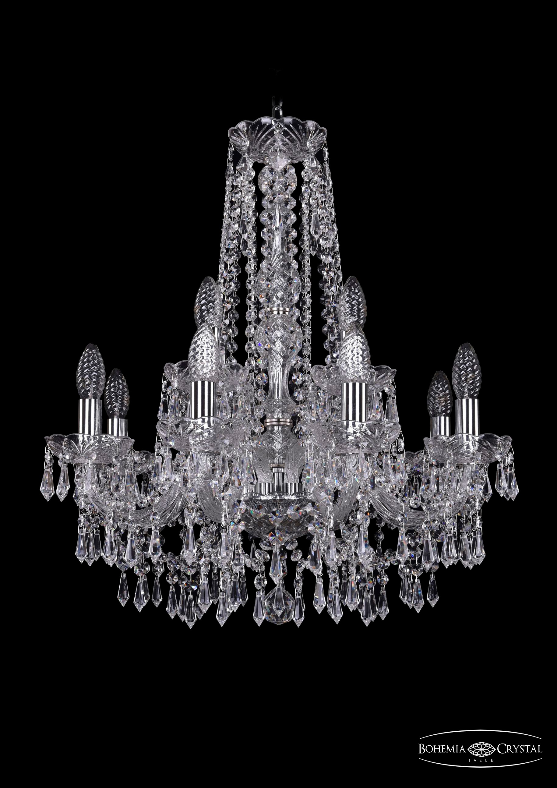 Подвесная хрустальная люстра 1403 Bohemia 1403/8+4/195/h-60 Ni