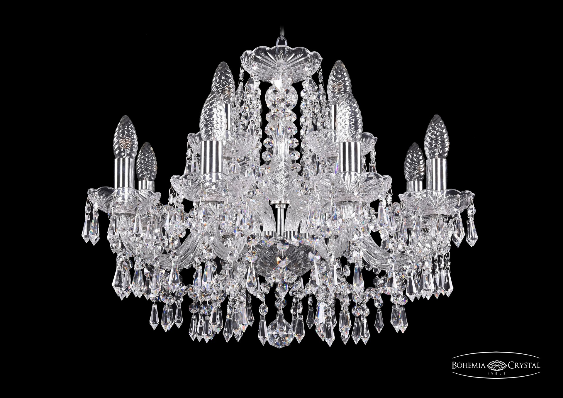 Подвесная хрустальная люстра 1403 Bohemia 1403/8+4/195 Ni