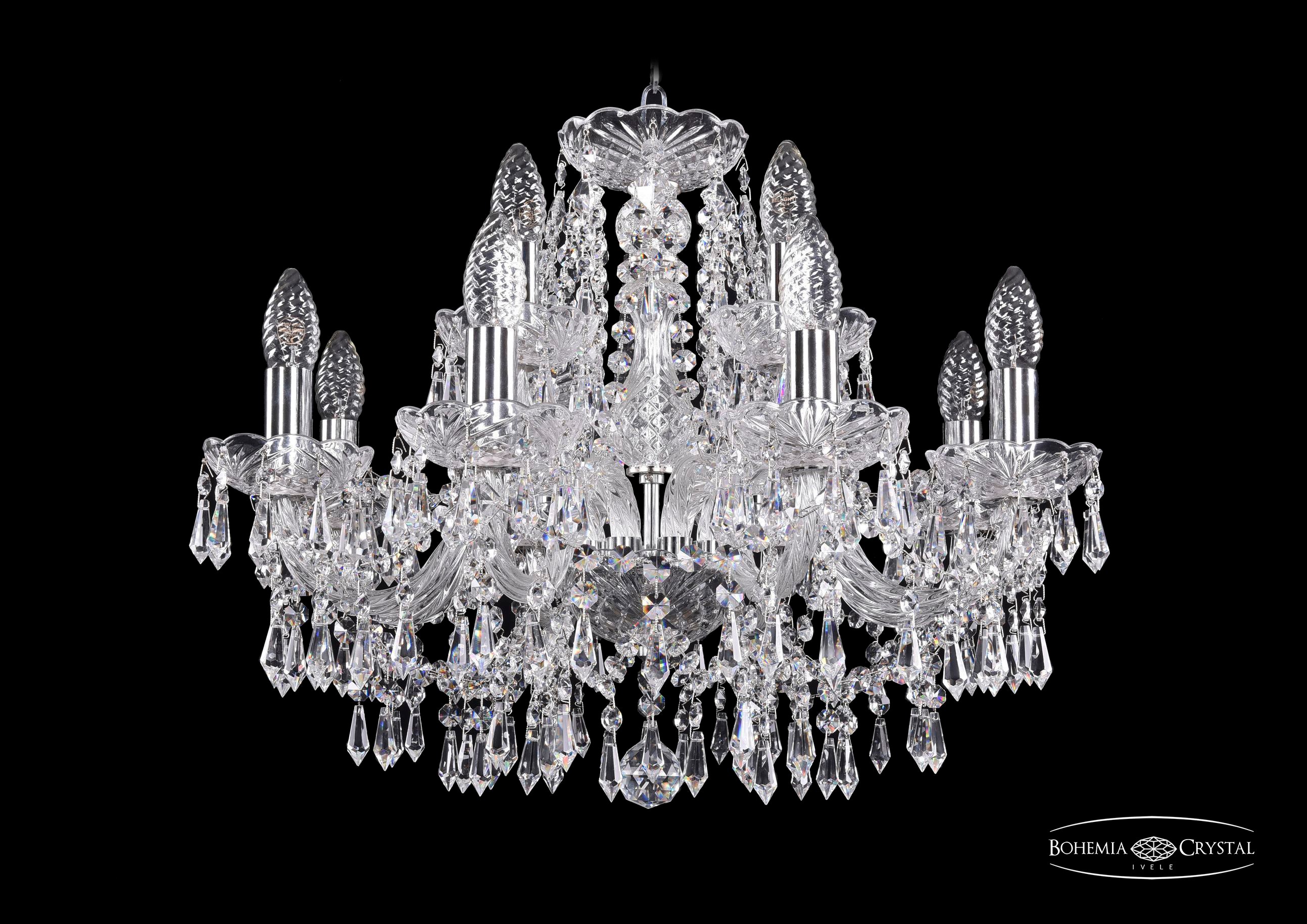 Подвесная хрустальная люстра 1403 Bohemia 1403/8+4/195 Ni