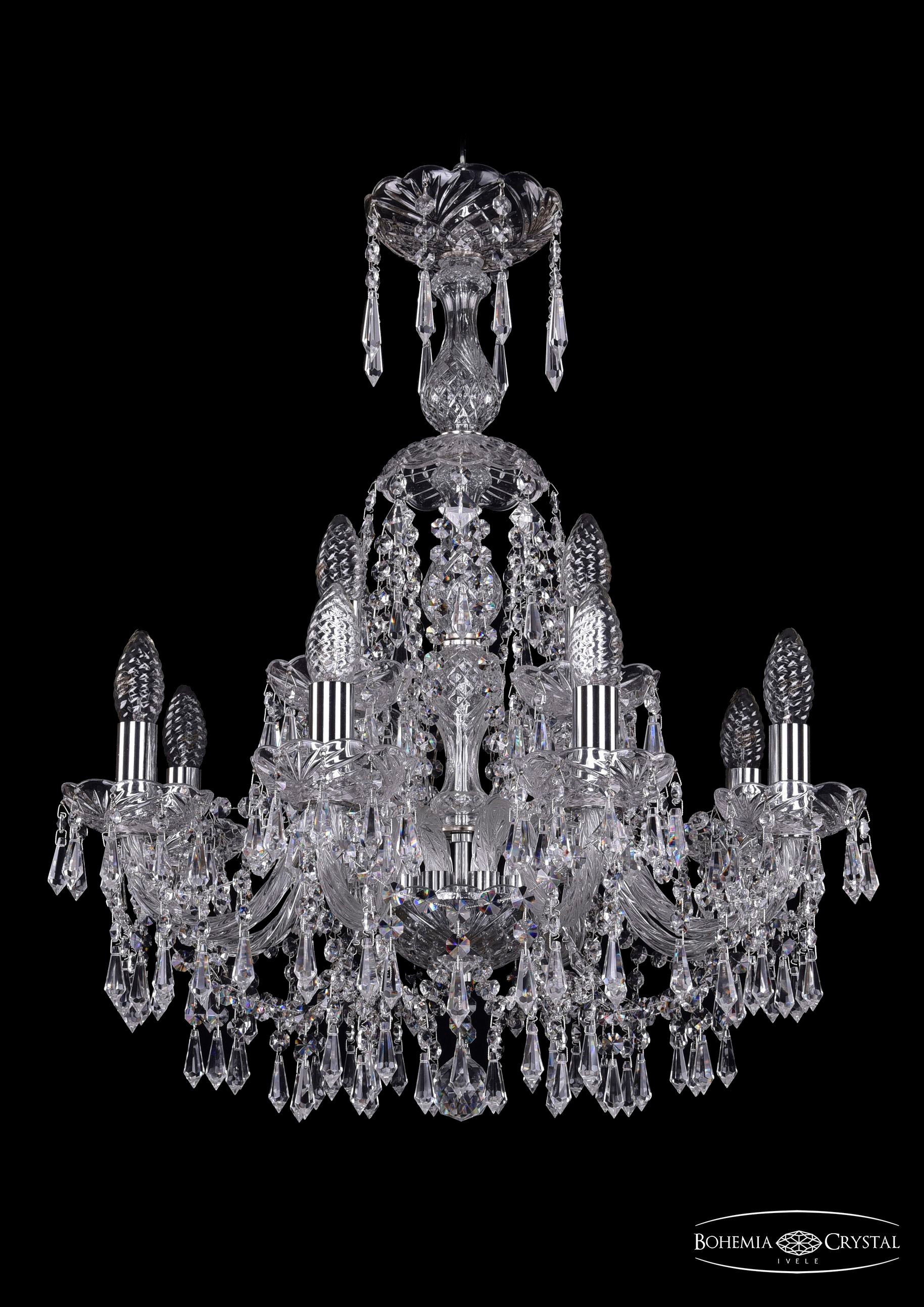 Подвесная хрустальная люстра 1403 Bohemia 1403/8+4/195/XL-65 Ni