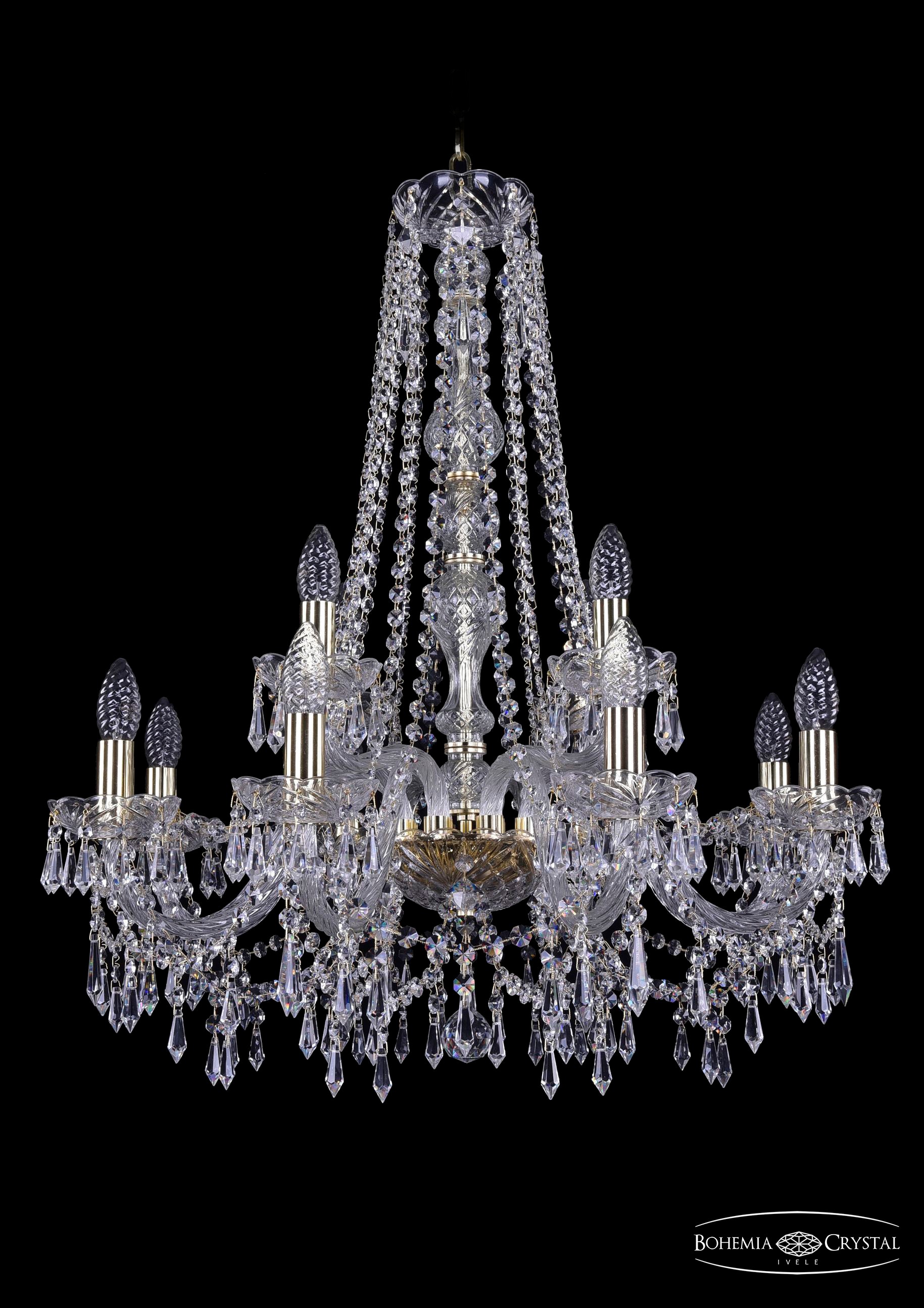 Подвесная хрустальная люстра 1403 Bohemia 1403/8+4/240/h-76 G