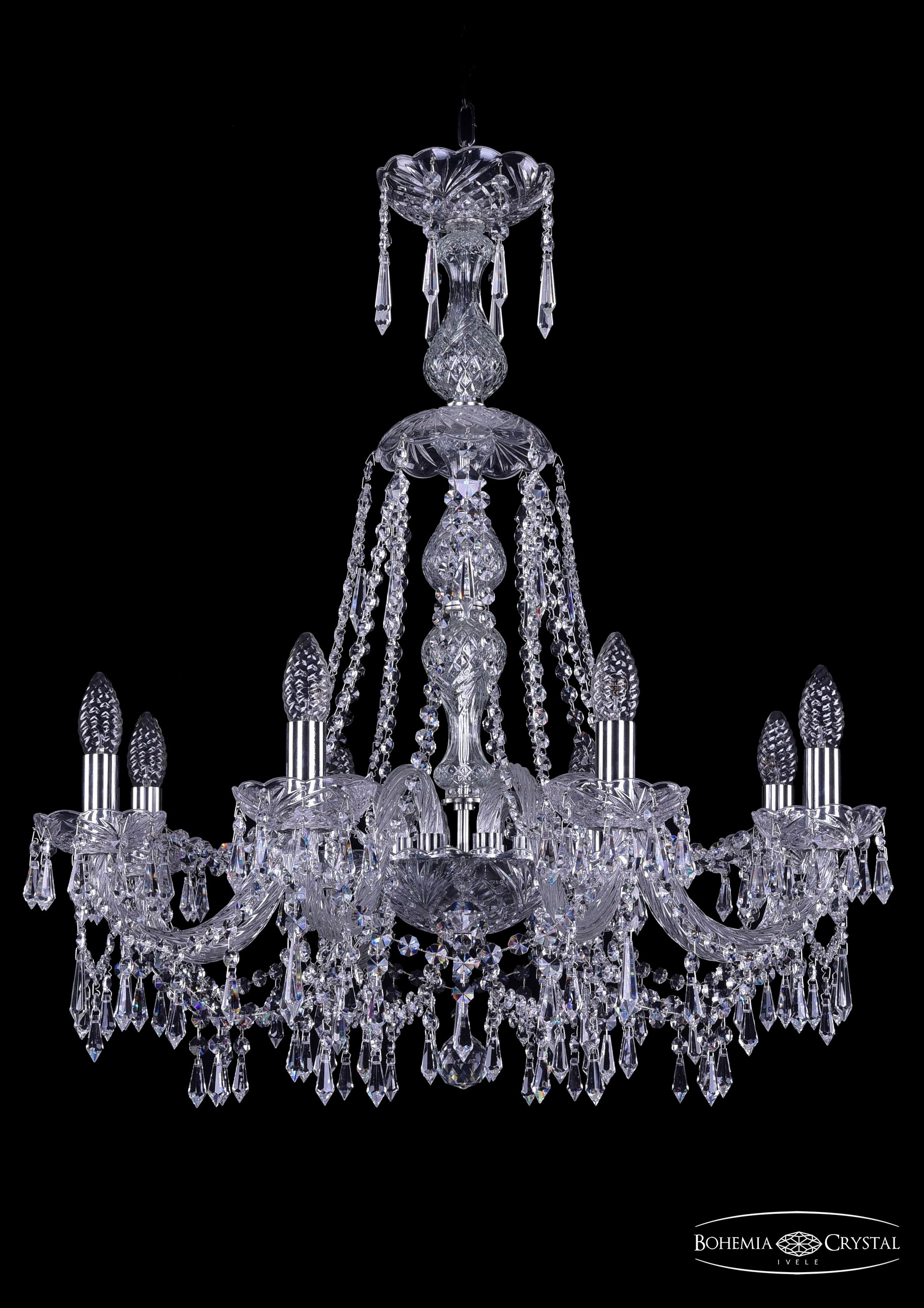 Подвесная хрустальная люстра 1403 Bohemia 1403/8/240/XL-75 Ni