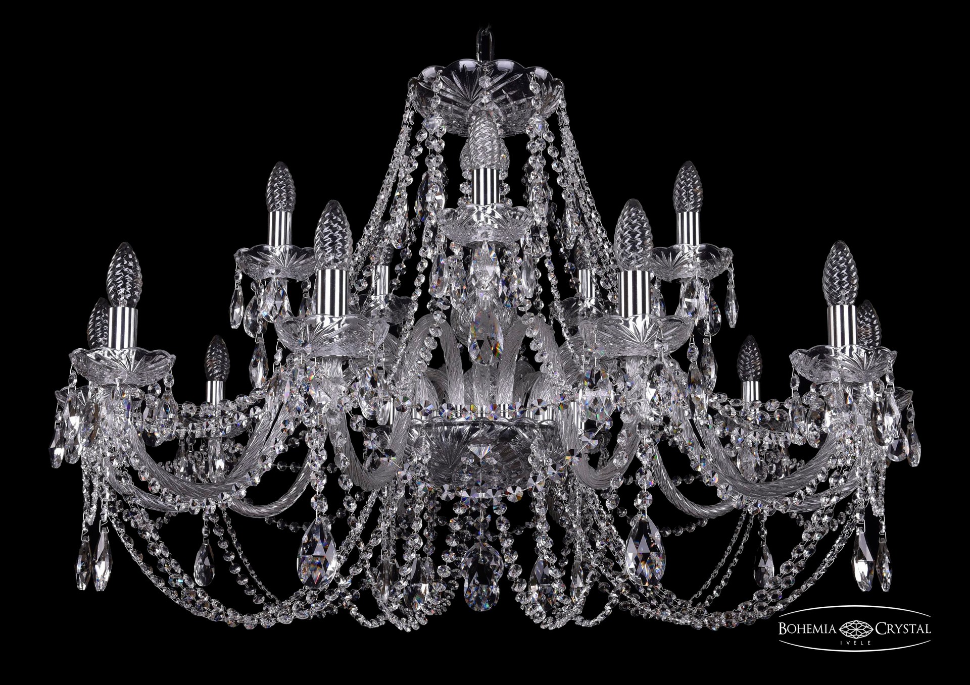 Подвесная хрустальная люстра 1406 Bohemia 1406/10+5/360 Ni