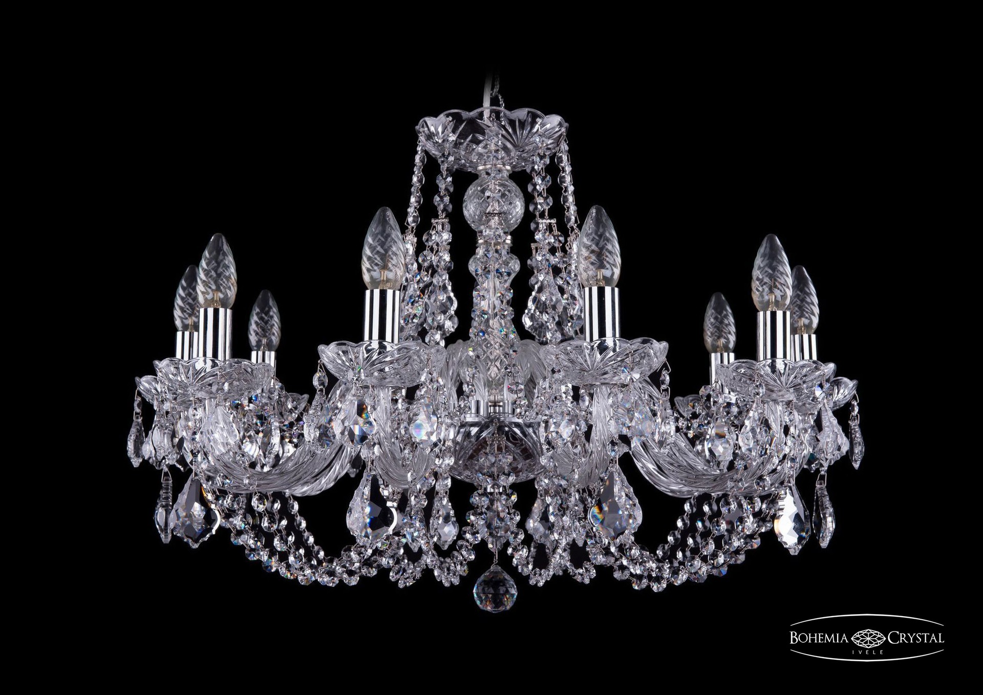 Подвесная хрустальная люстра 1406 Bohemia 1406/10/240 Ni Leafs