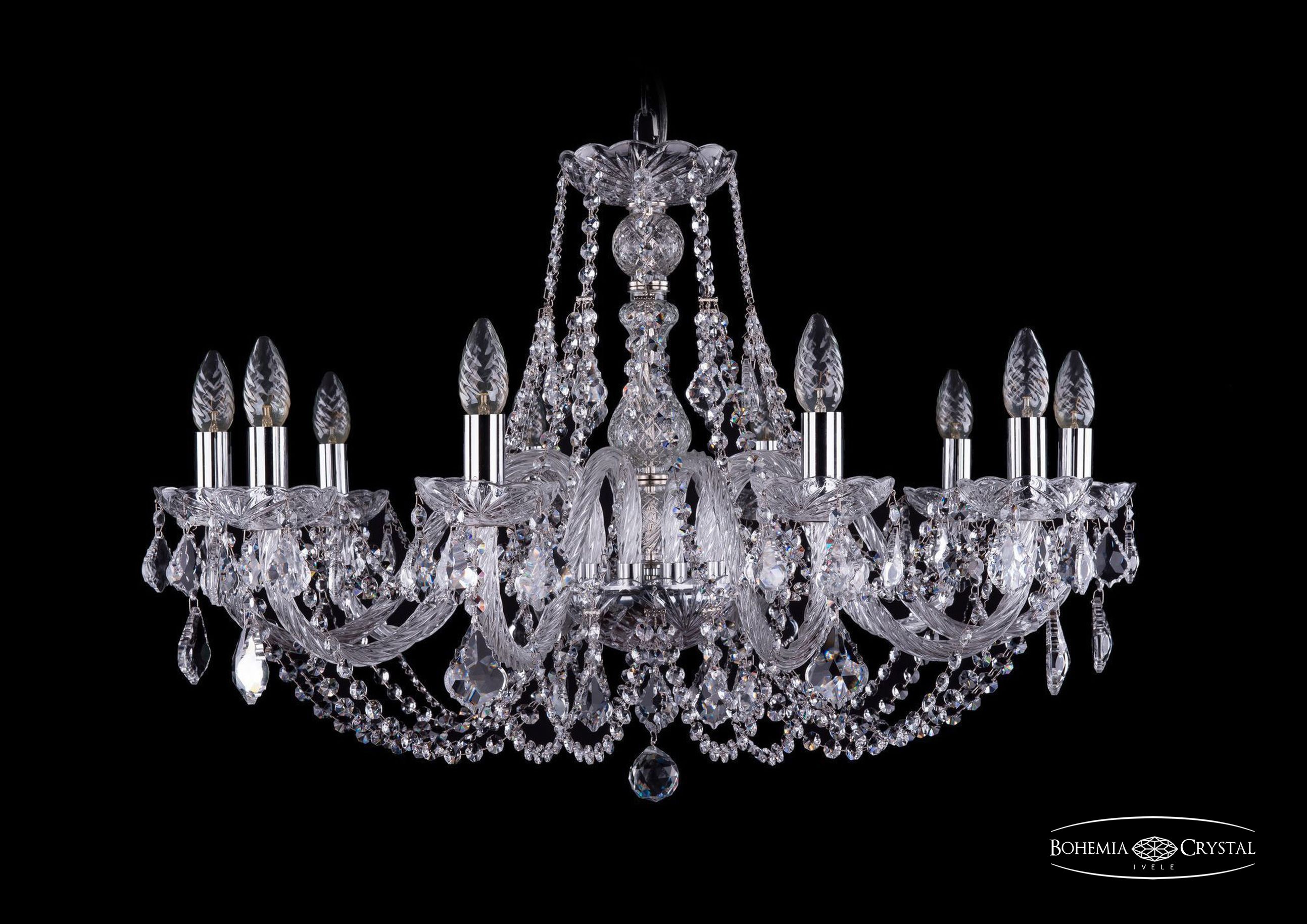 Подвесная хрустальная люстра 1406 Bohemia 1406/10/300 Ni Leafs