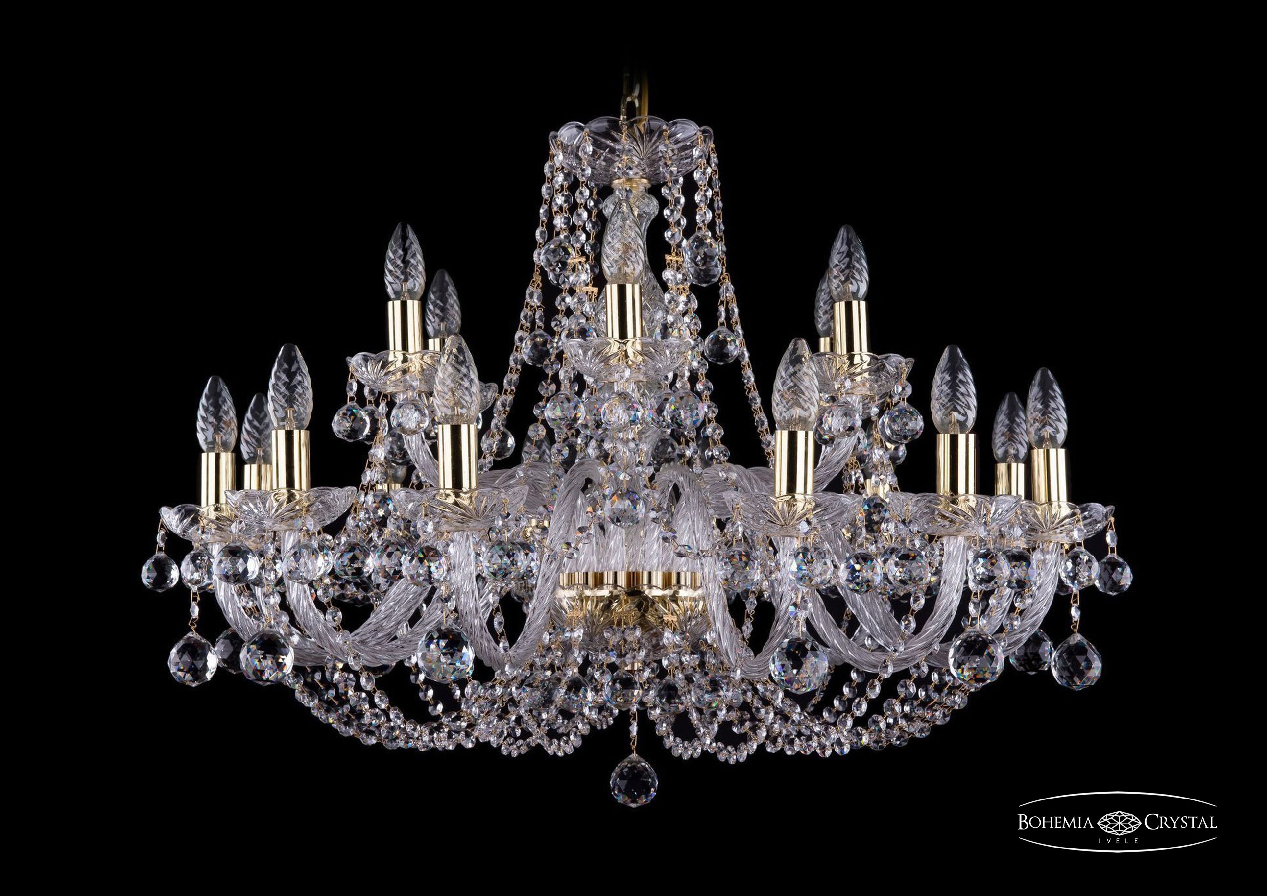 Подвесная хрустальная люстра 1406 Bohemia 1406/12+6/300 G Balls