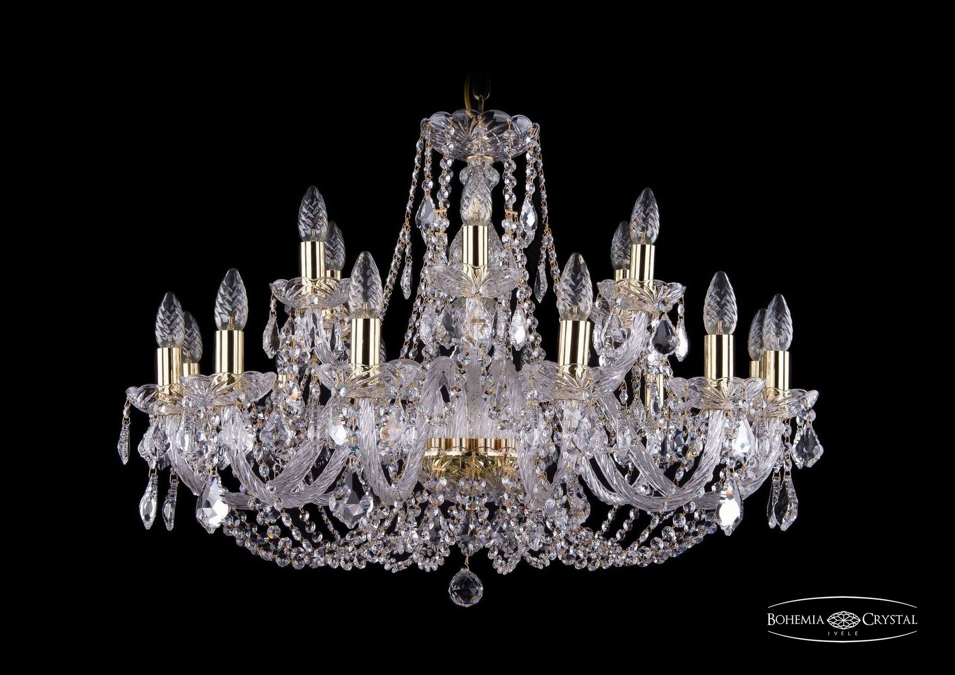 Подвесная хрустальная люстра 1406 Bohemia 1406/12+6/300 G Leafs