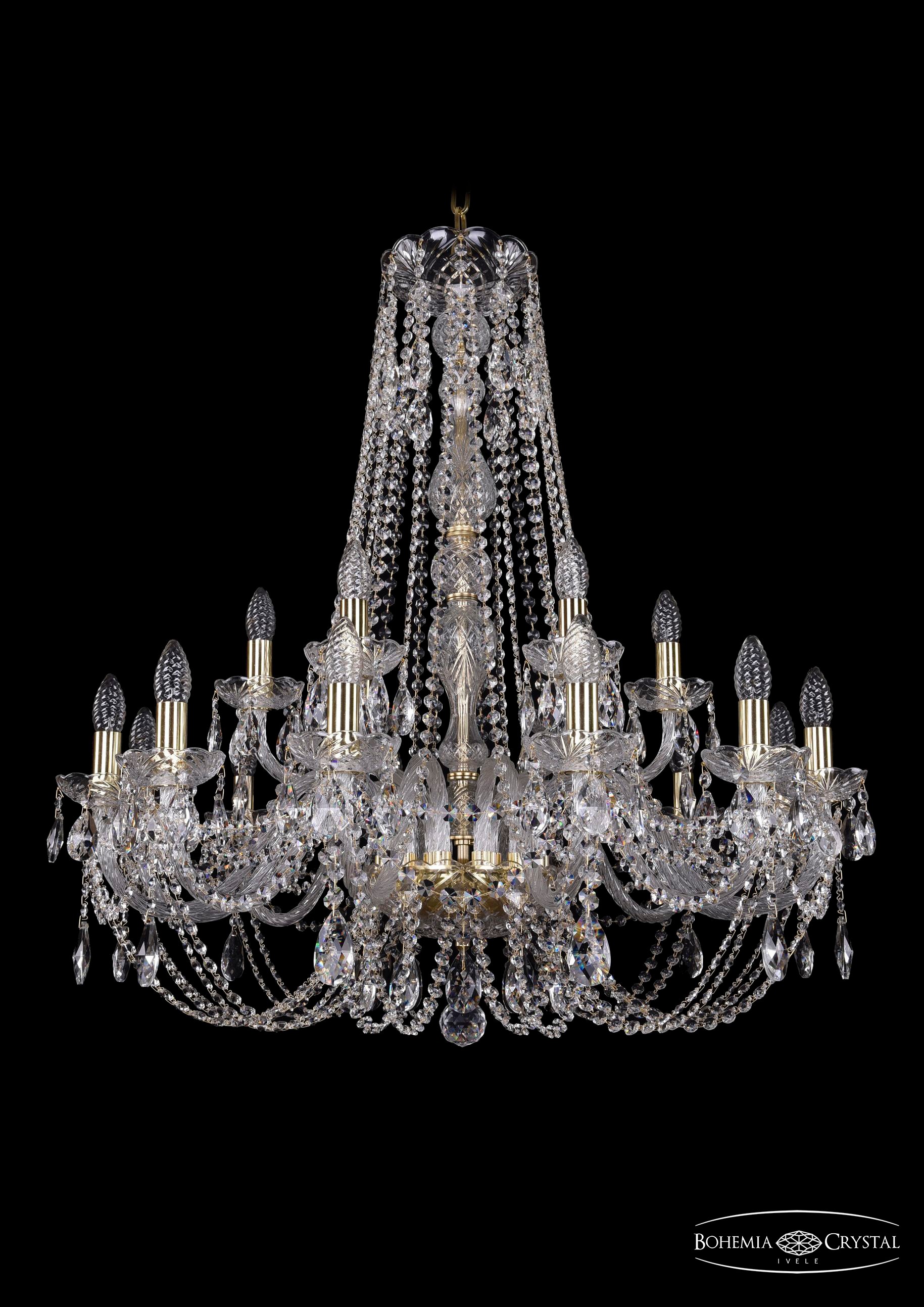 Подвесная хрустальная люстра 1406 Bohemia 1406/12+6/300/h-90 G