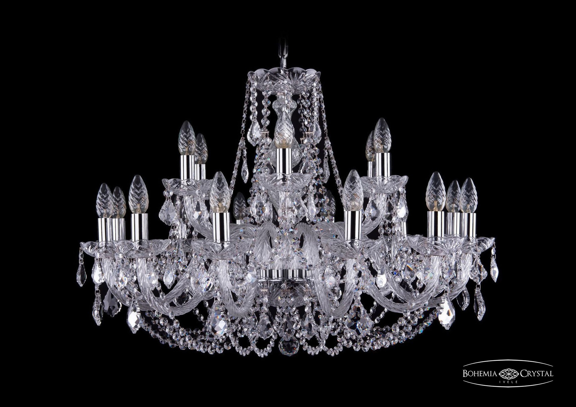 Подвесная хрустальная люстра 1406 Bohemia 1406/12+6/300 Ni Leafs