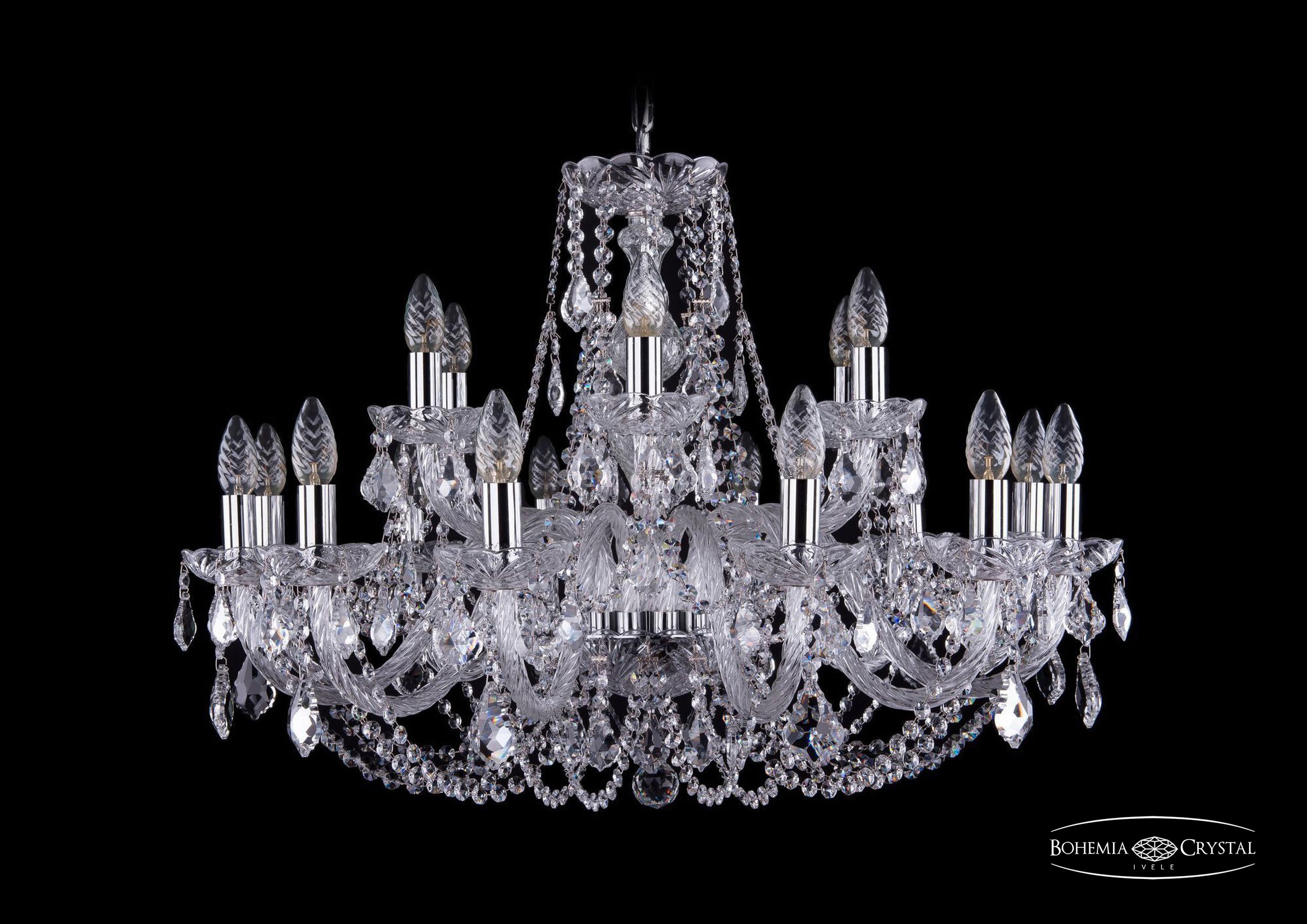 Подвесная хрустальная люстра 1406 Bohemia 1406/12+6/300 Ni Leafs