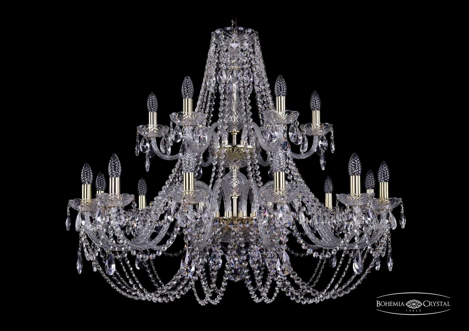 Подвесная хрустальная люстра 1406 Bohemia 1406/12+6/360/2d G